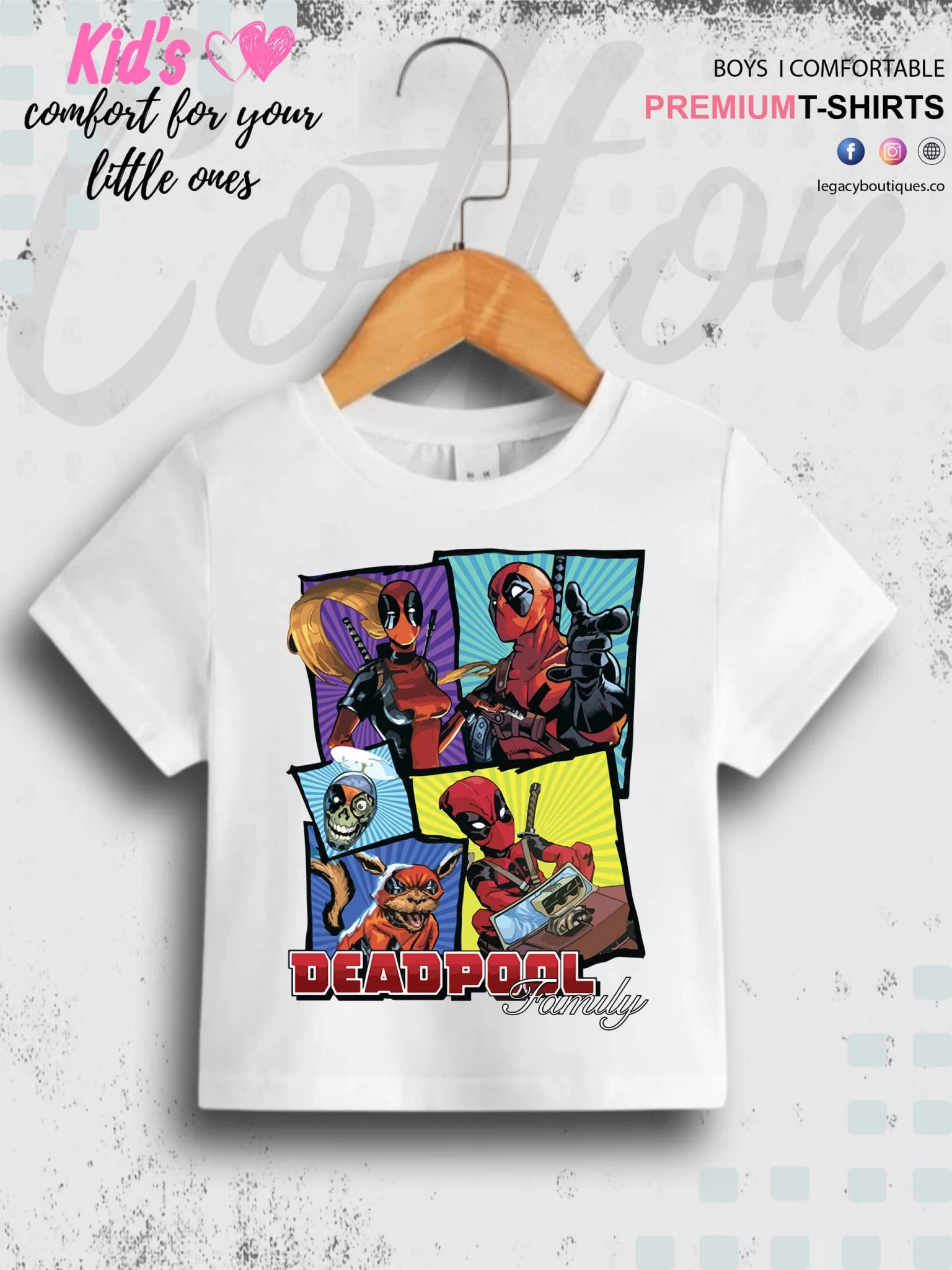 Deadpool Family Cartoon Printed 1 To 11 Year Kids Favorite Cotton T-Shirt In Cheapest Price Only In Dhaka - Image 6