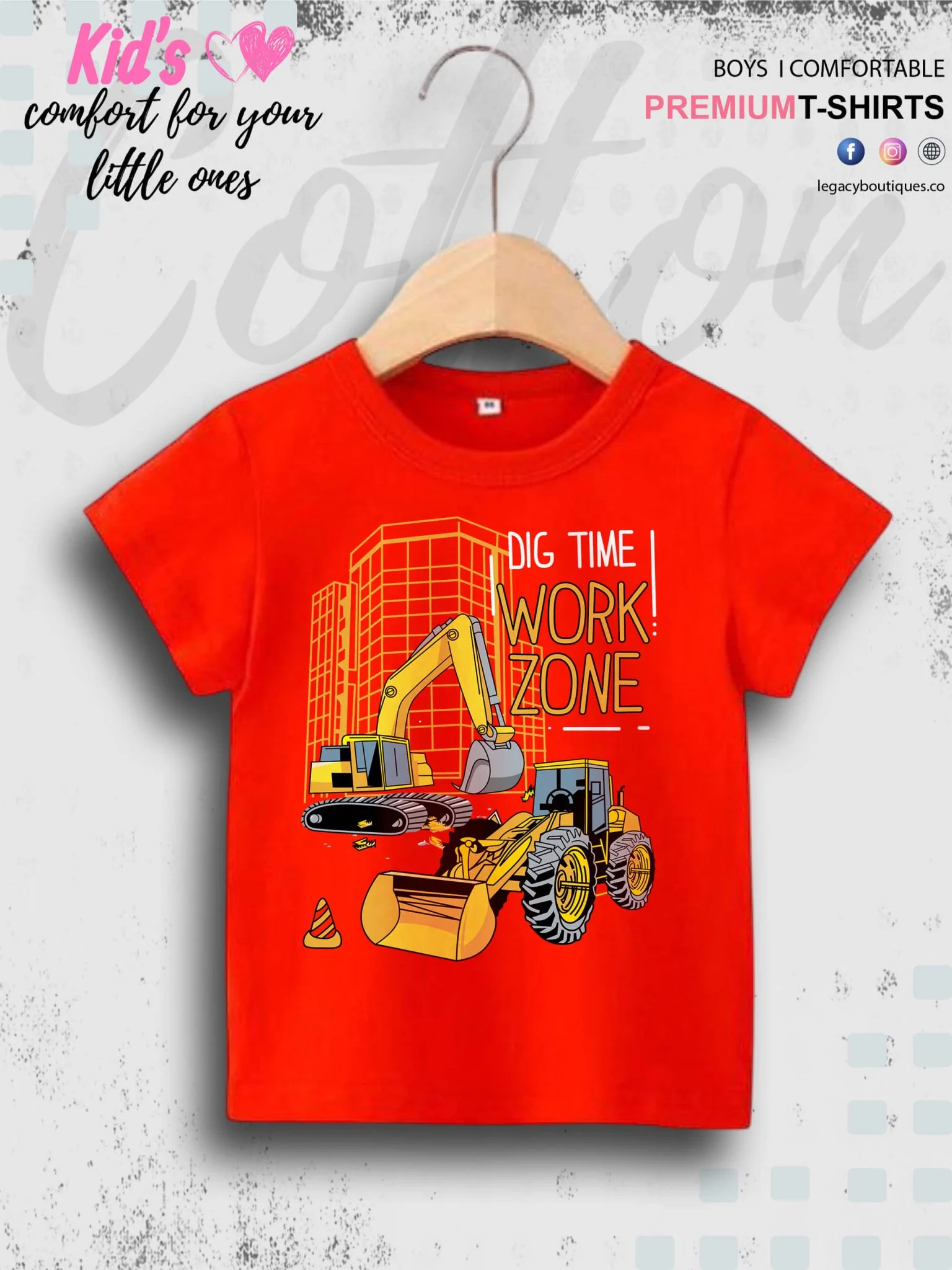 Dig Time Work Print 1 To 11 Year Kids Boys Summer Time T-Shirt In Cheapest Price Only In Dhaka - Image 4