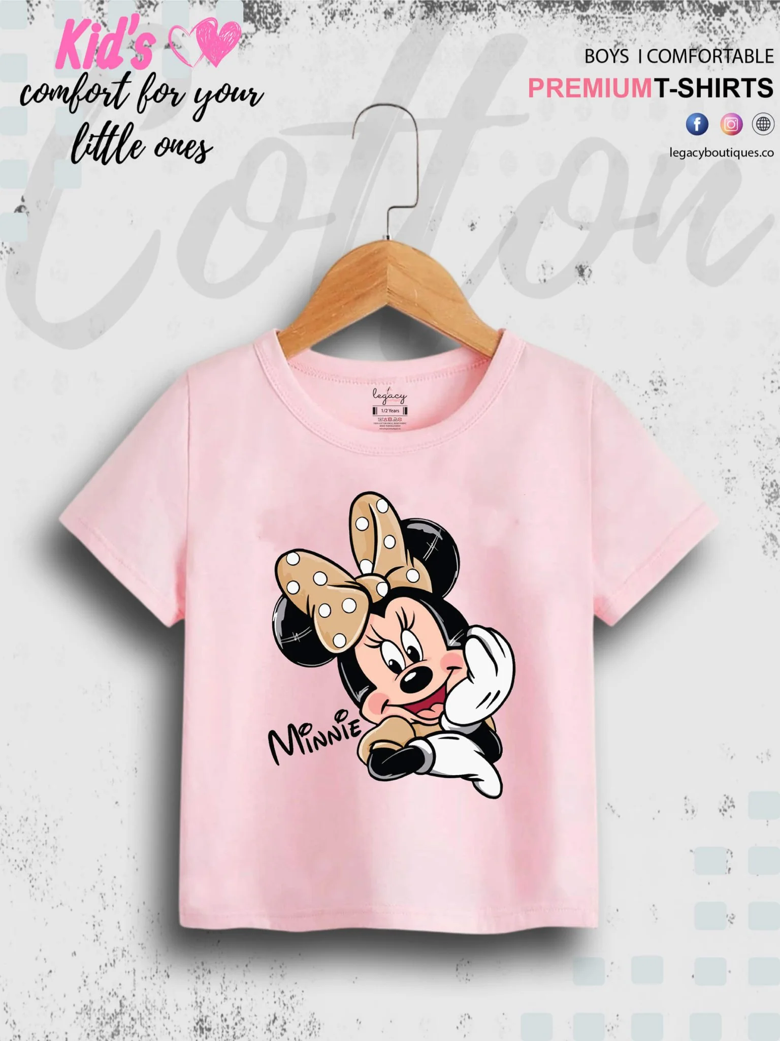 Disney Minni Face Printed 1 To 11 Year Baby Girls Summer Time T-Shirt In Lowest Price Only In BD - Image 2