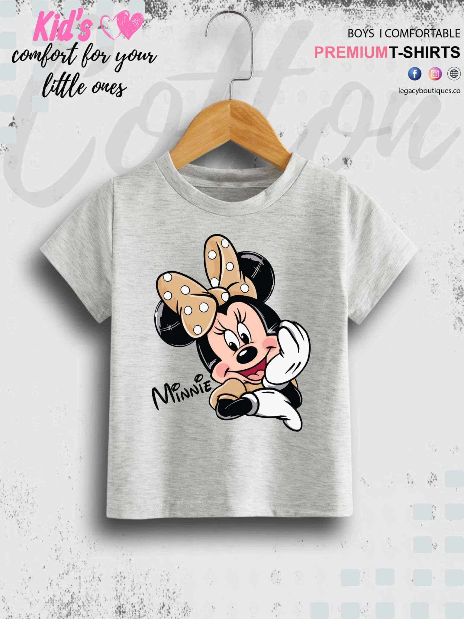 Disney Minni Face Printed 1 To 11 Year Baby Girls Summer Time T-Shirt In Lowest Price Only In BD - Image 3