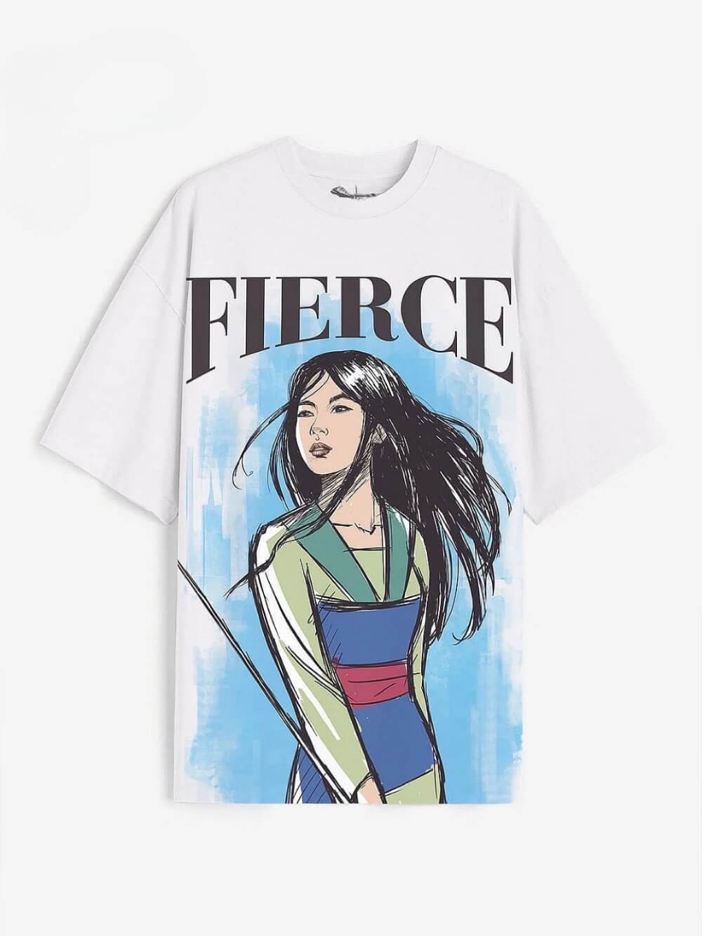 Disney Mulan Fierce Printed Premium Quality Womens Drop Shoulder T shirt Legacy Boutiques Dhaka - Image 3