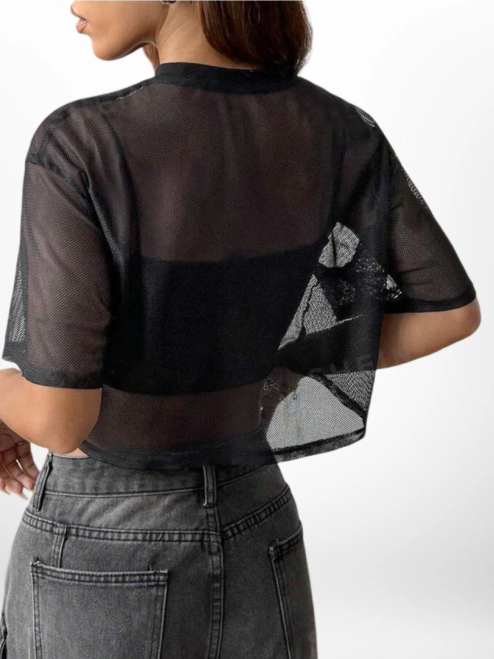 Drop Shoulder Crop Mesh Top Legacy Boutiques - Image 2