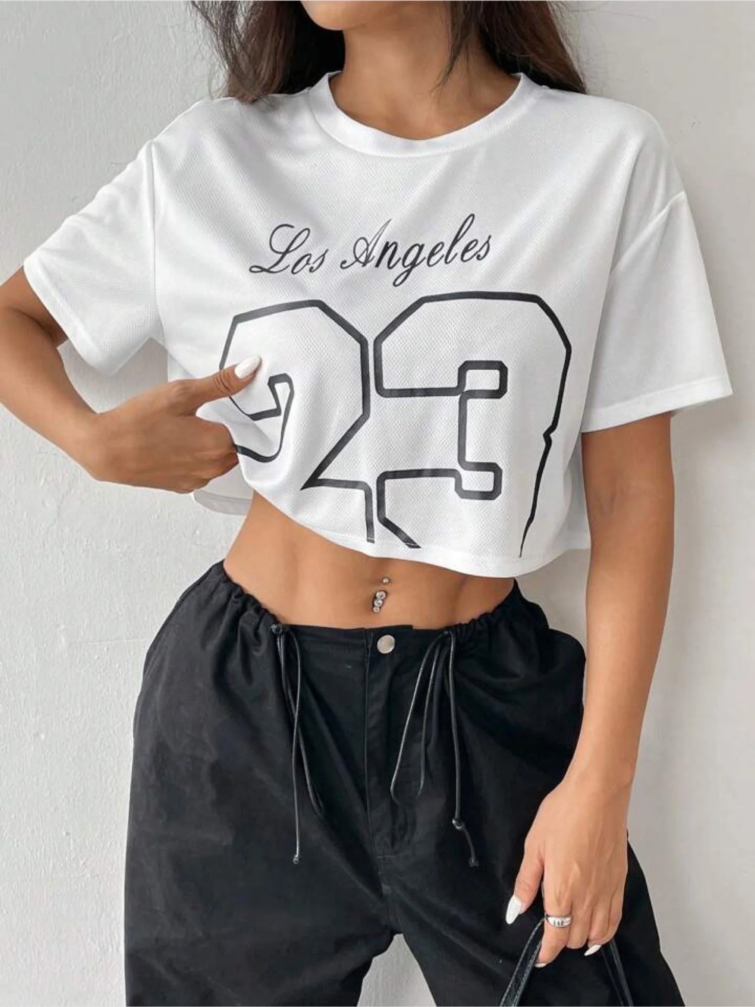 drop shoulder crop tops Los Angeles 23 print - Image 5