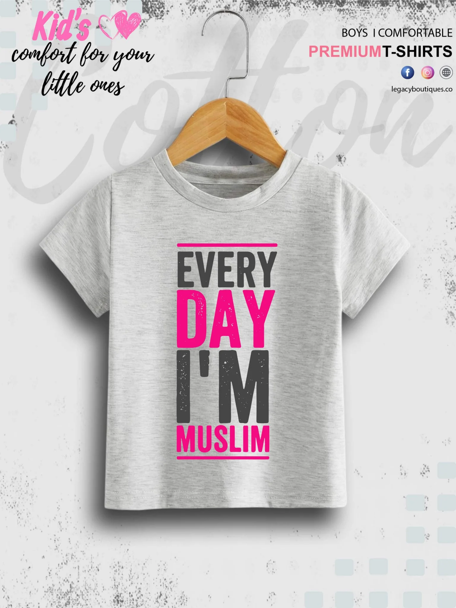 Every Day I Am Muslim Printed 1 To 11 Years Baby Girls Islamic T-Shirt In Lowest Price Only In BD - Image 2