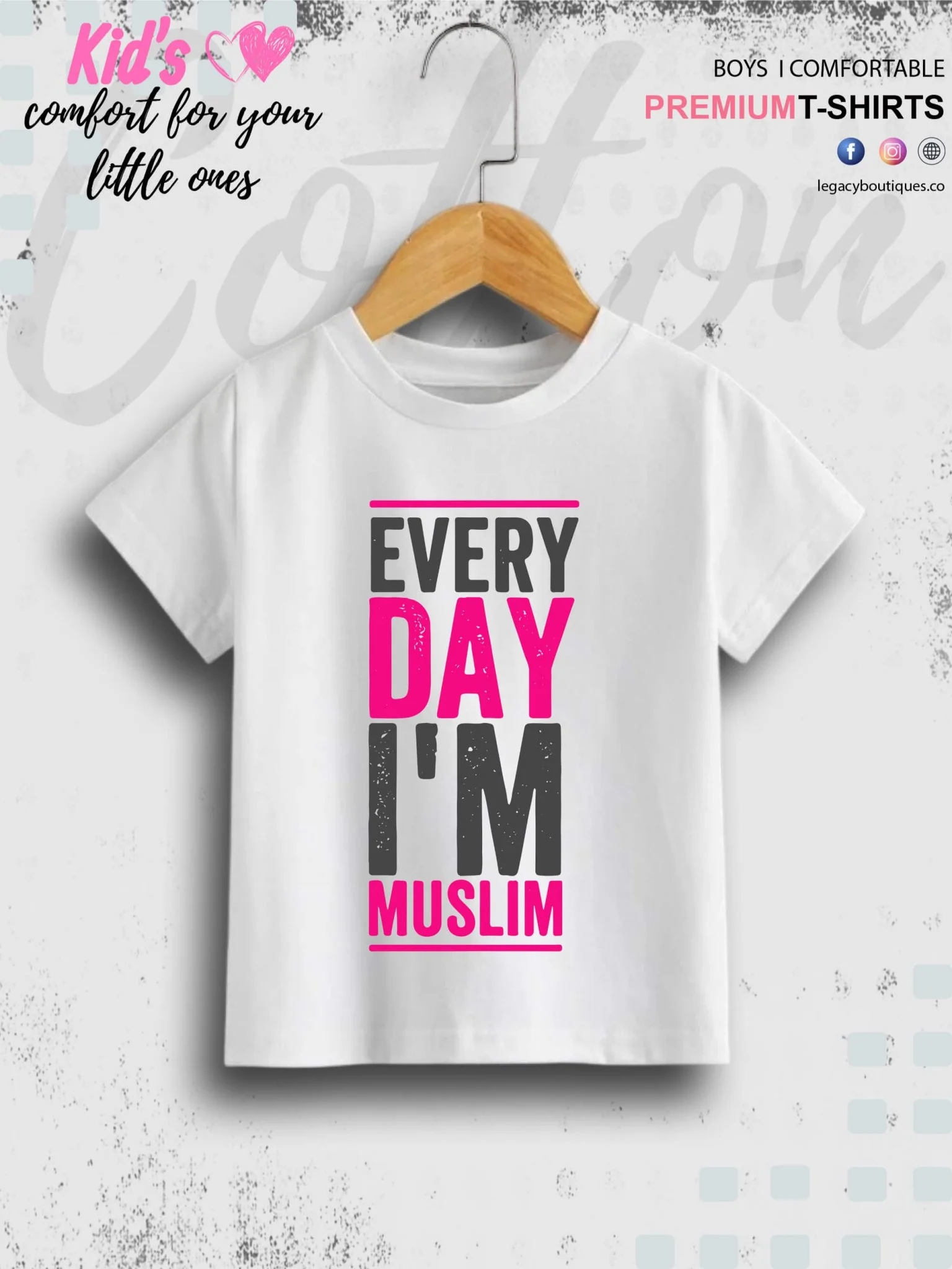 Every Day I Am Muslim Printed 1 To 11 Years Baby Girls Islamic T-Shirt In Lowest Price Only In BD - Image 3
