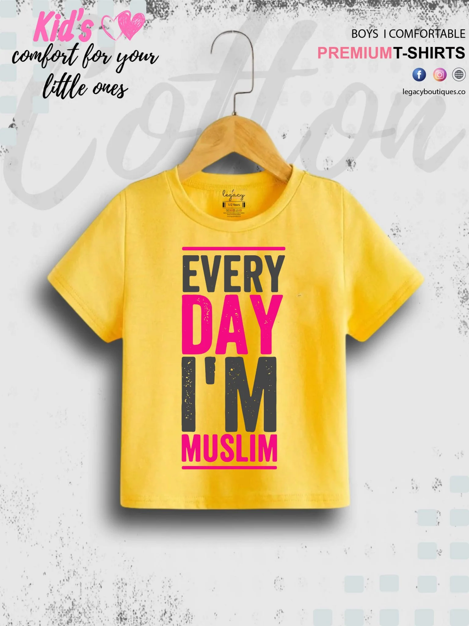 Every Day I Am Muslim Printed 1 To 11 Years Baby Girls Islamic T-Shirt In Lowest Price Only In BD - Image 4