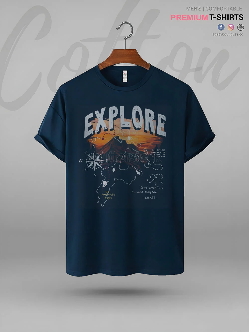 Explore The World Compass Adventure Outdoor Activity High Quality Mens Tshirt At A Resonable Price - Image 2