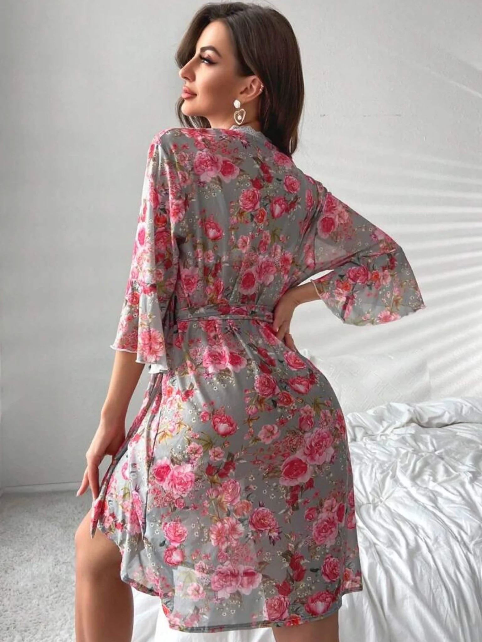 Floral Ruffle Style Nighty Dress - Image 3