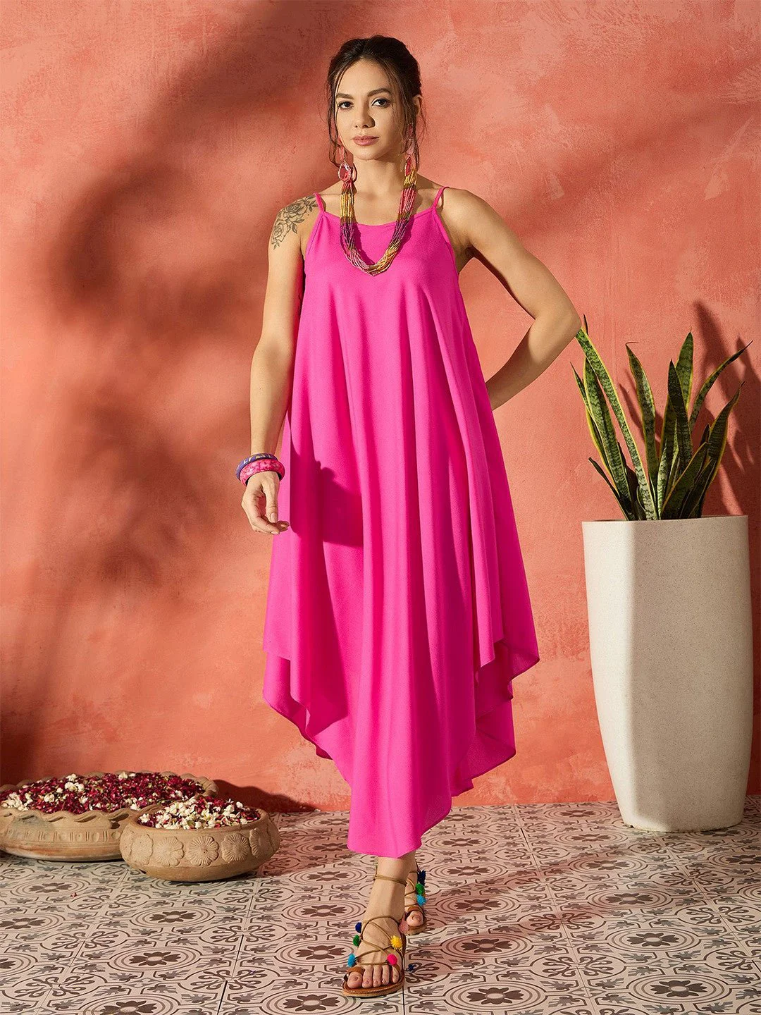 Floral Asymmetric Layered Dress for Women - Image 4