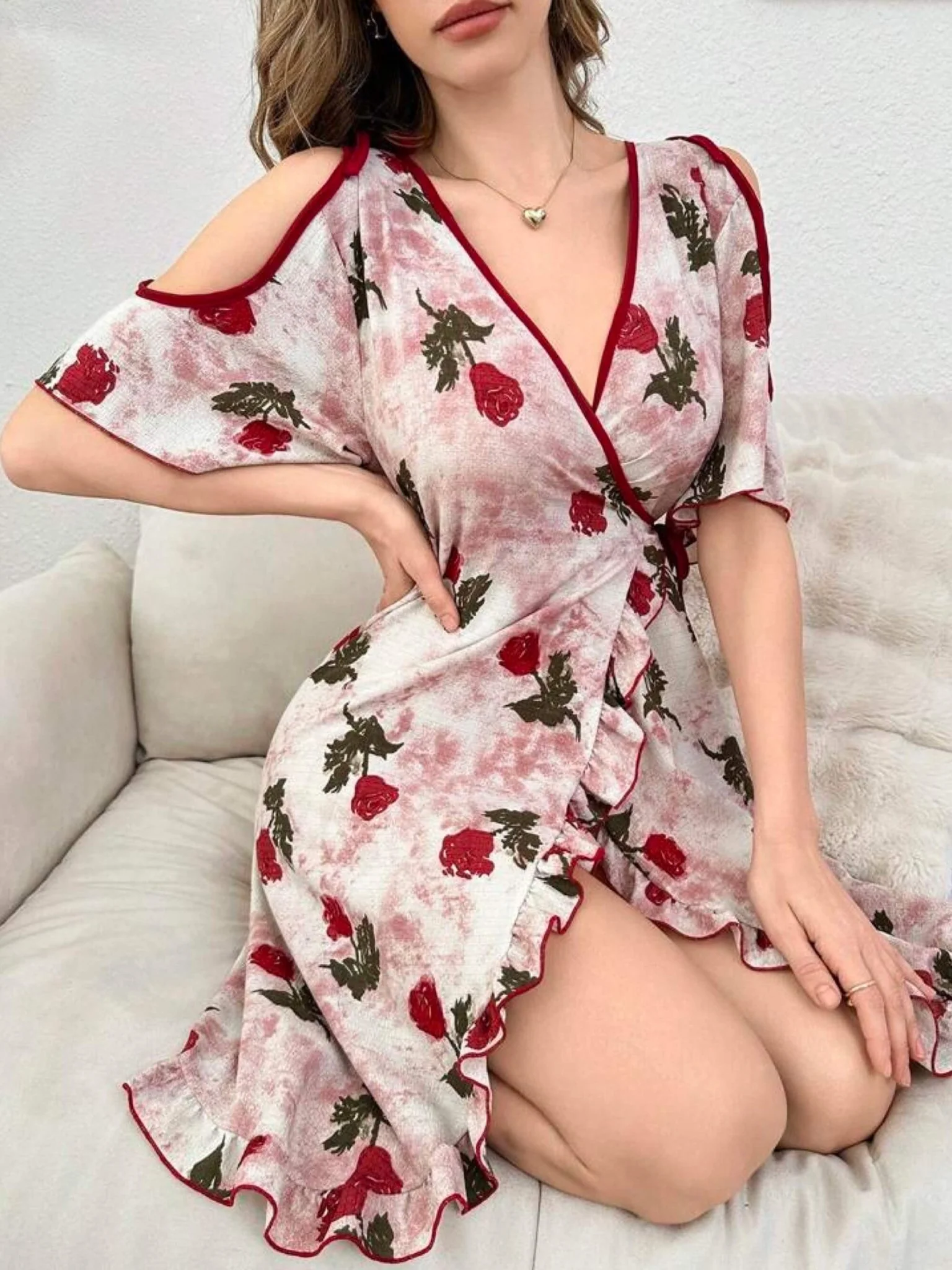 Flounce Sleeve Ruffle Style Dress
