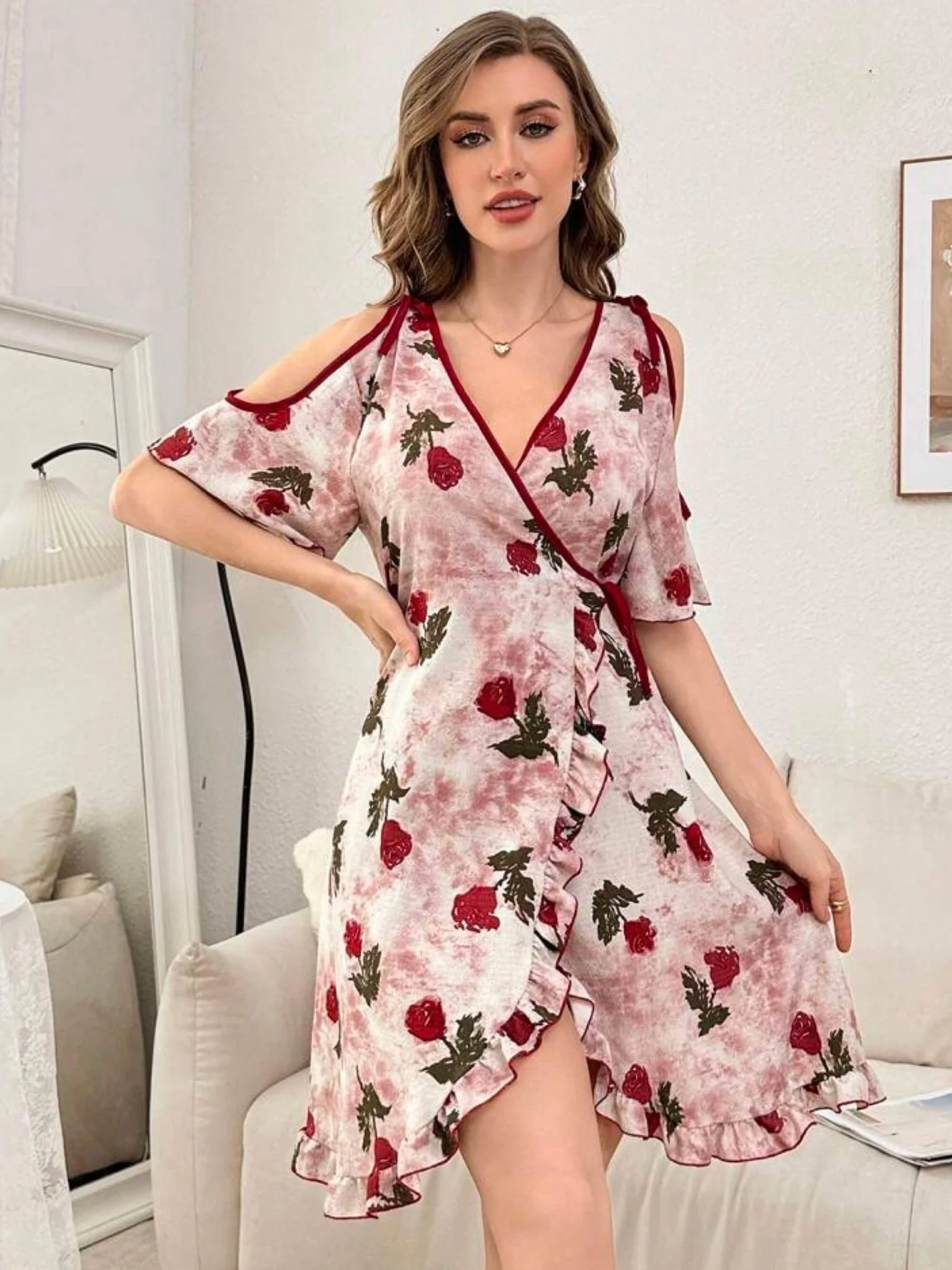 Flounce Sleeve Ruffle Style Dress - Image 2