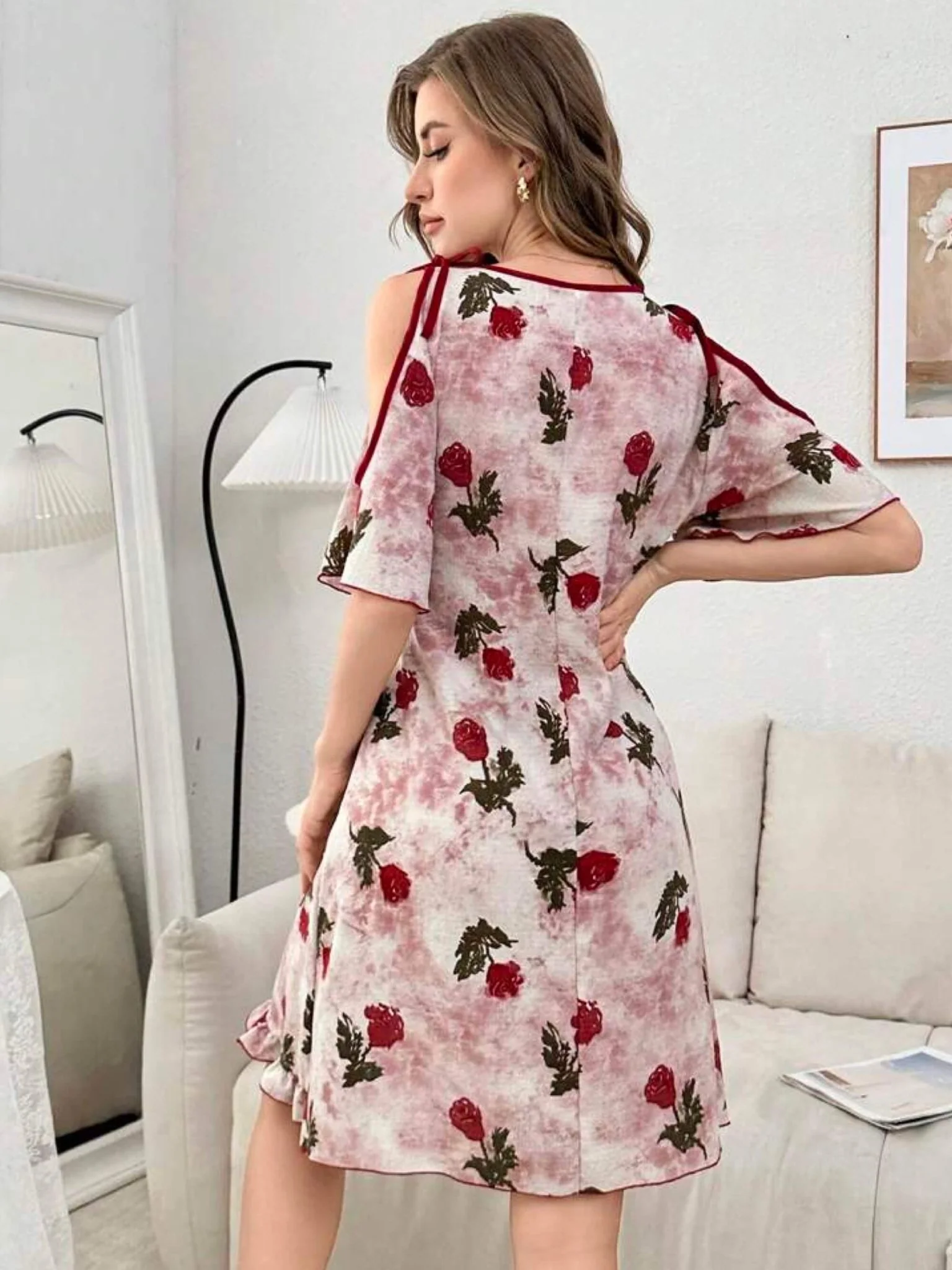 Flounce Sleeve Ruffle Style Dress - Image 3
