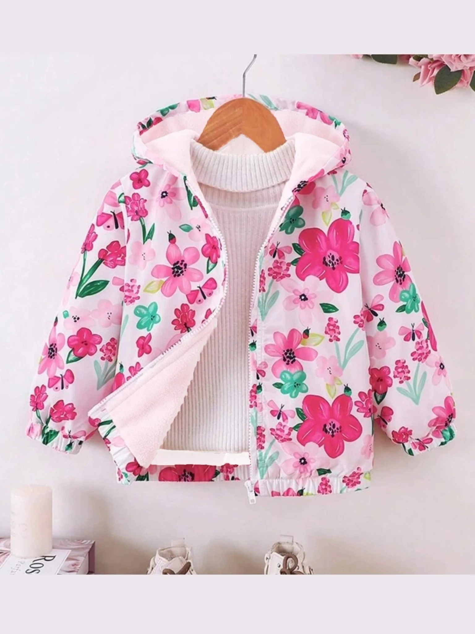 Flower Printed Kids Jacket Winter Wear