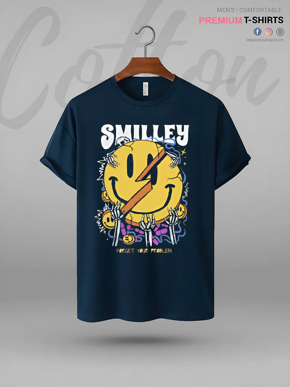 Forget Your Problem & Smile Printed Men's High Quality Tshirt In Lowest Price