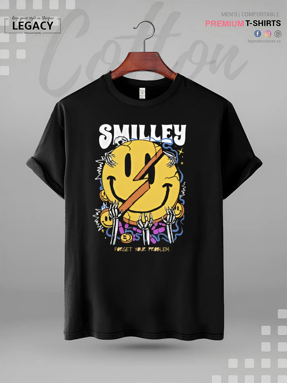 Forget Your Problem & Smile Printed Men's High Quality Tshirt In Lowest Price - Image 2