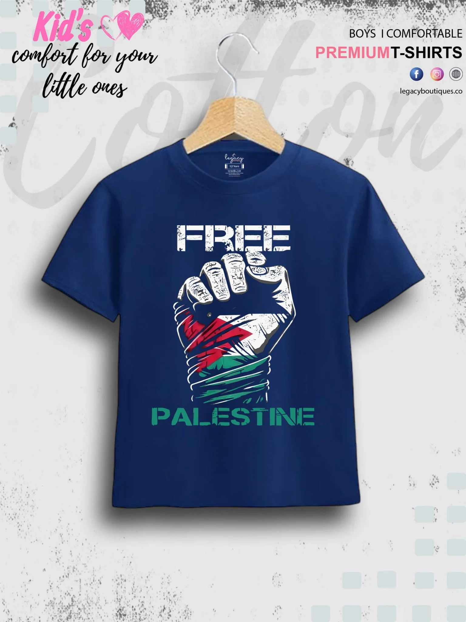 Free Palestine Printed Casual 1 To 11 Years Kids Boys Islamic T-Shirt In Lowest Price Only In BD - Image 2