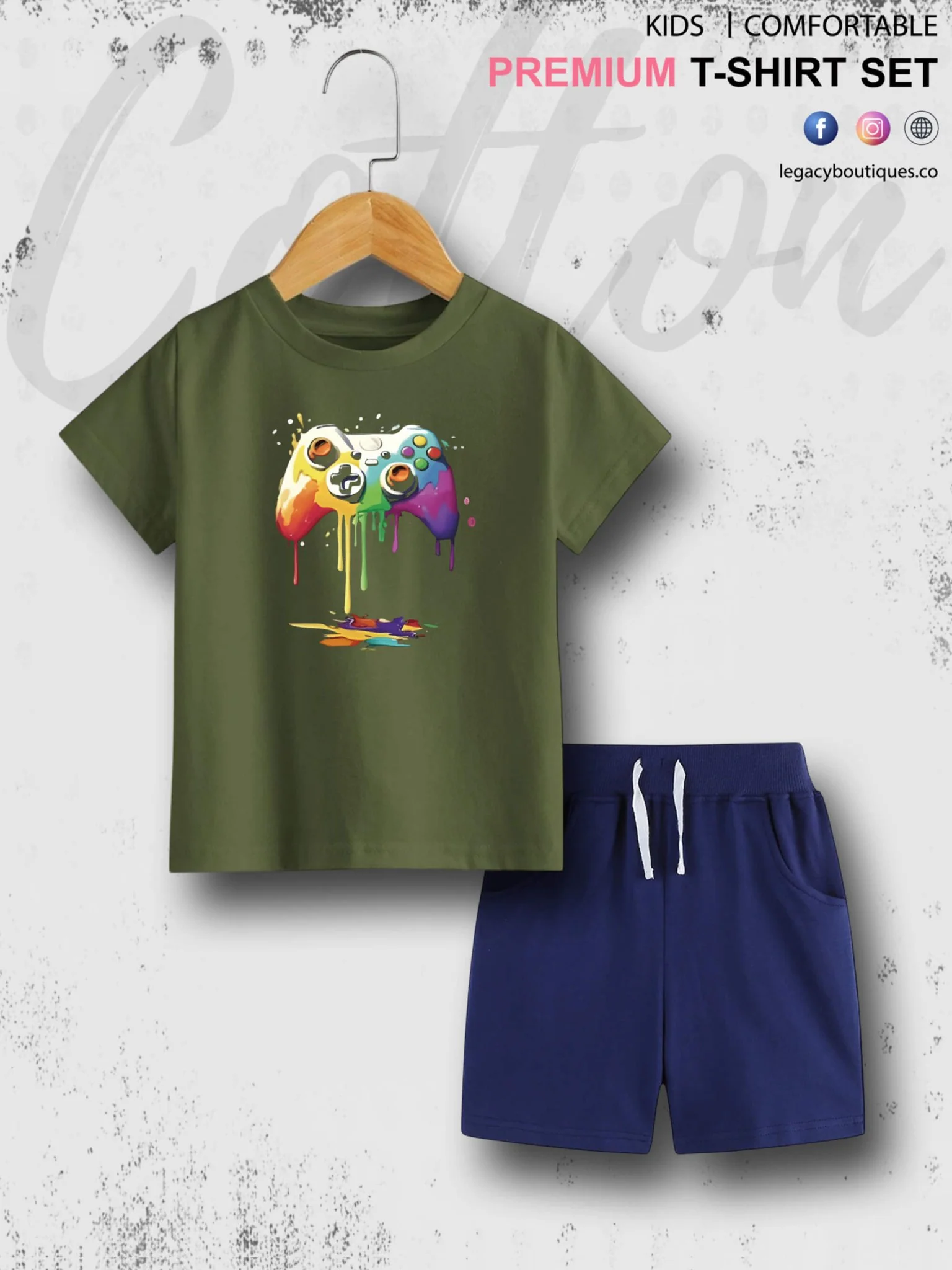 Game Controller Printed 6 Month To 6 Year Kids T-shirt Set - Image 2