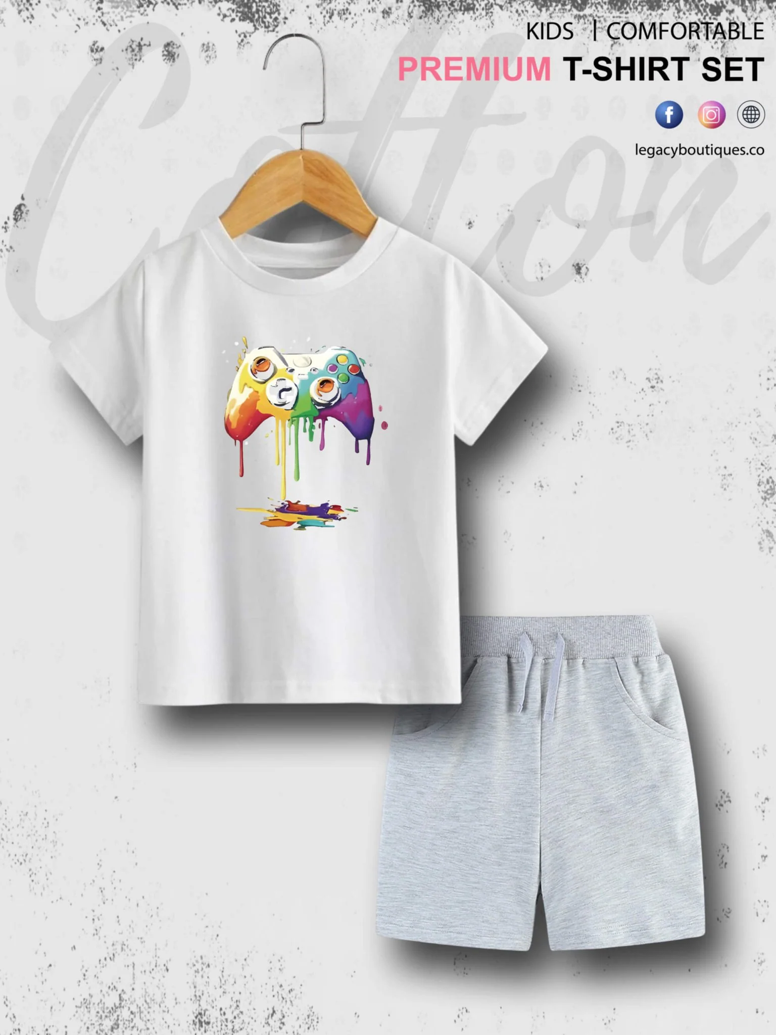 Game Controller Printed 6 Month To 6 Year Kids T-shirt Set - Image 3