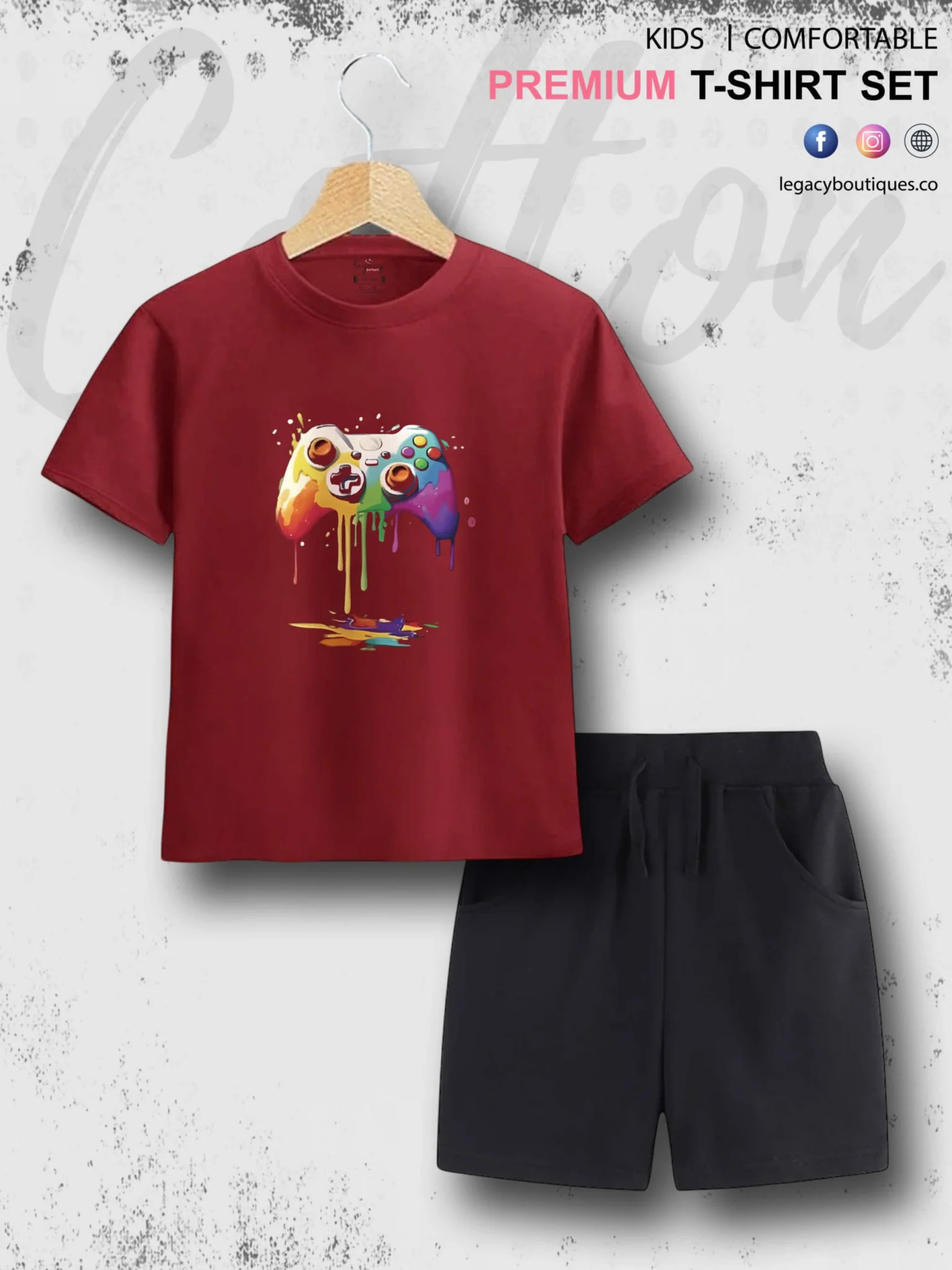 Game Controller Printed 6 Month To 6 Year Kids T-shirt Set - Image 4