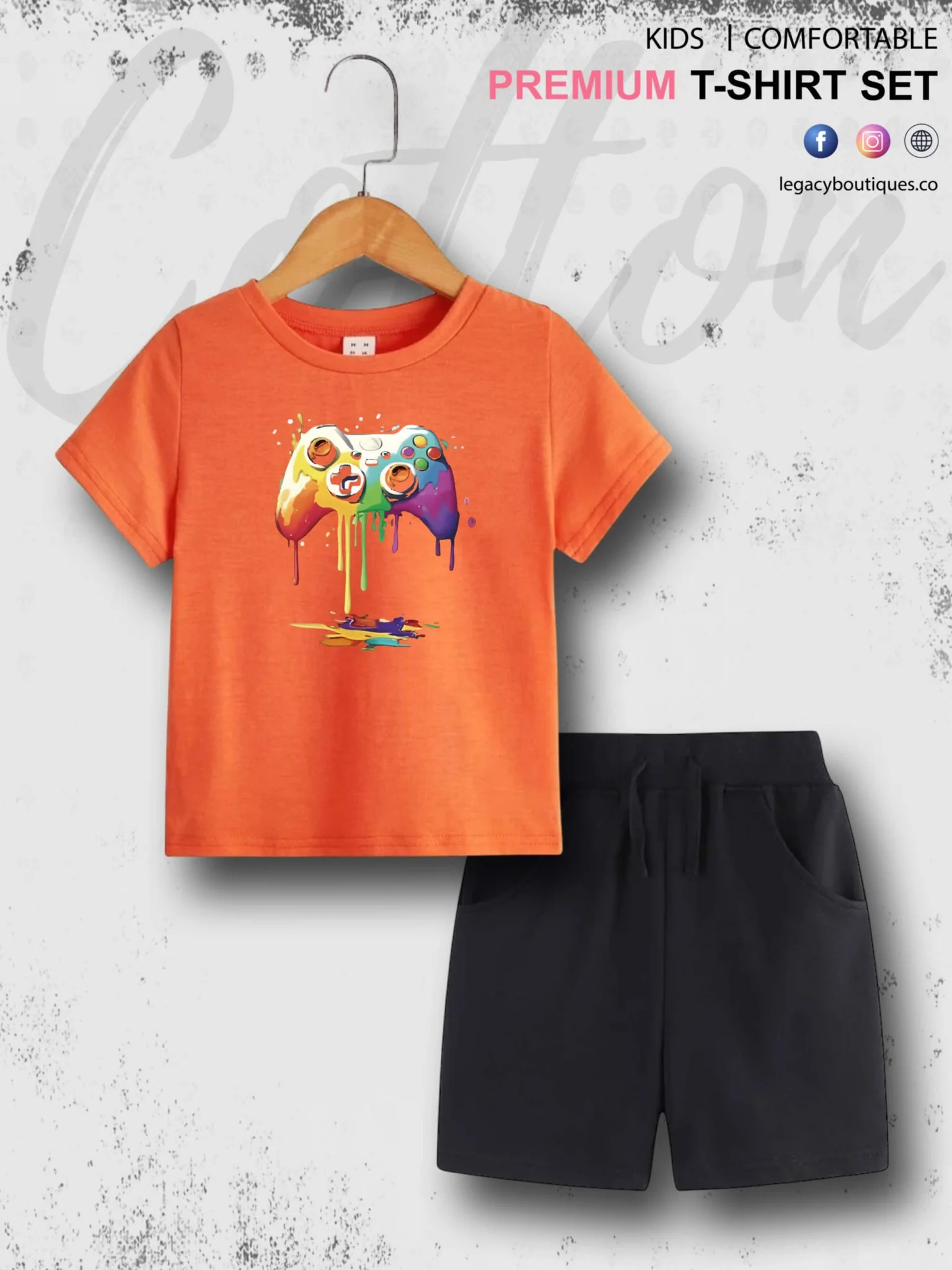 Game Controller Printed 6 Month To 6 Year Kids T-shirt Set - Image 5