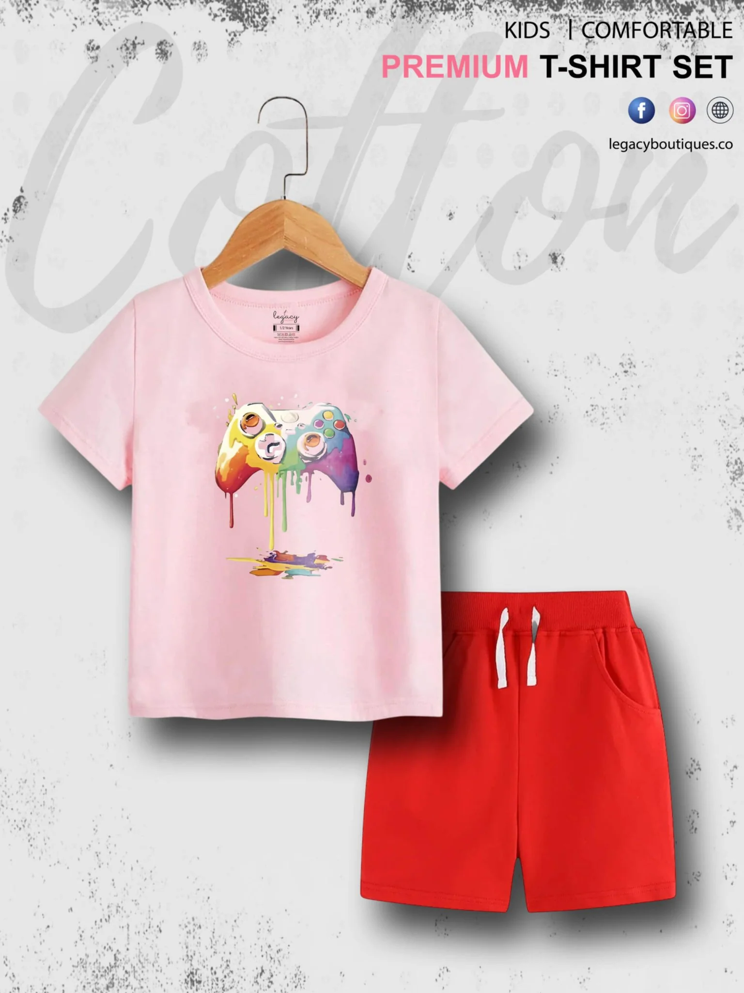 Game Controller Printed 6 Month To 6 Year Kids T-shirt Set - Image 6