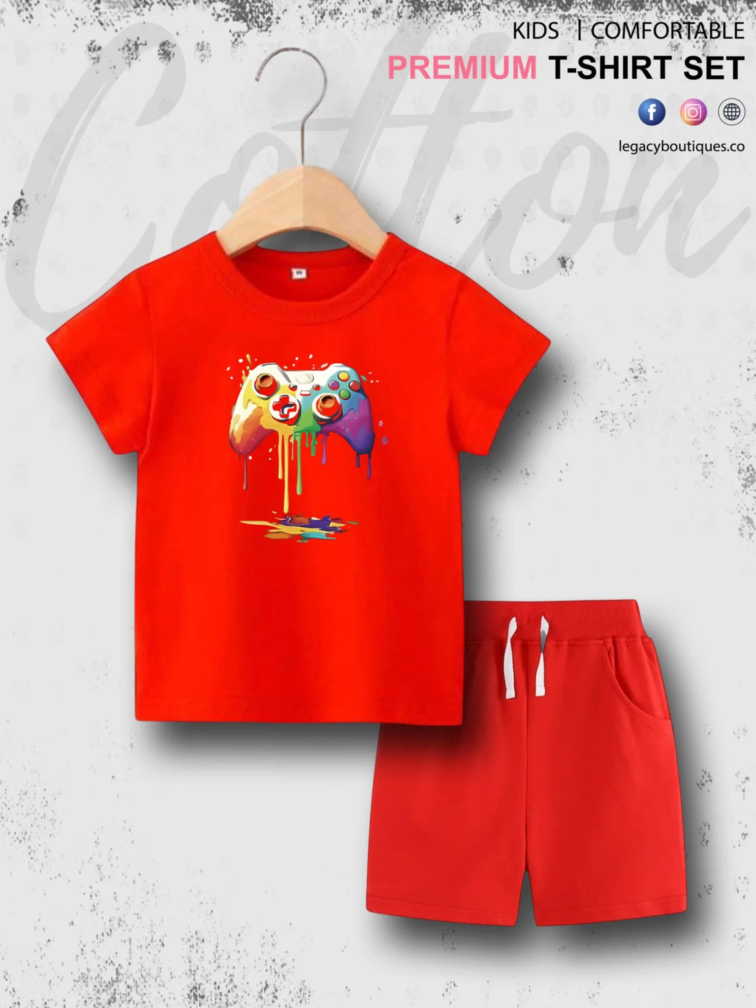 Game Controller Printed 6 Month To 6 Year Kids T-shirt Set - Image 7