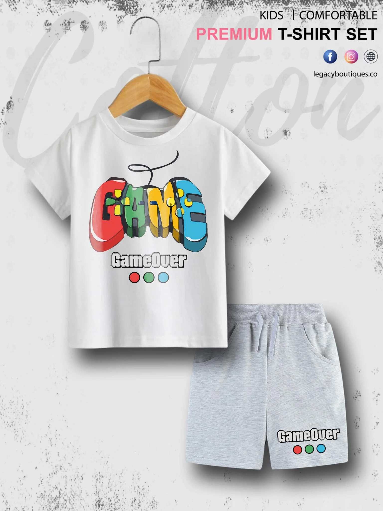 Game Over Print 6 Month To 6 Year Summer Time Baby & Kids Super Comfy T-shirt Set - Image 6