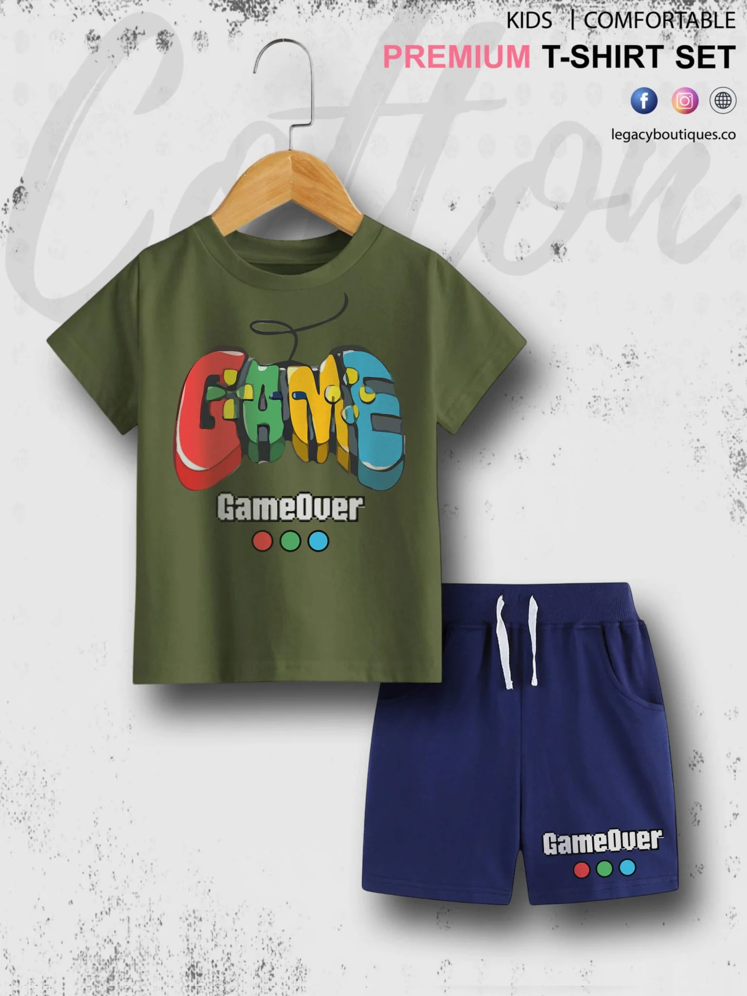 Game Over Print 6 Month To 6 Year Summer Time Baby & Kids Super Comfy T-shirt Set - Image 8