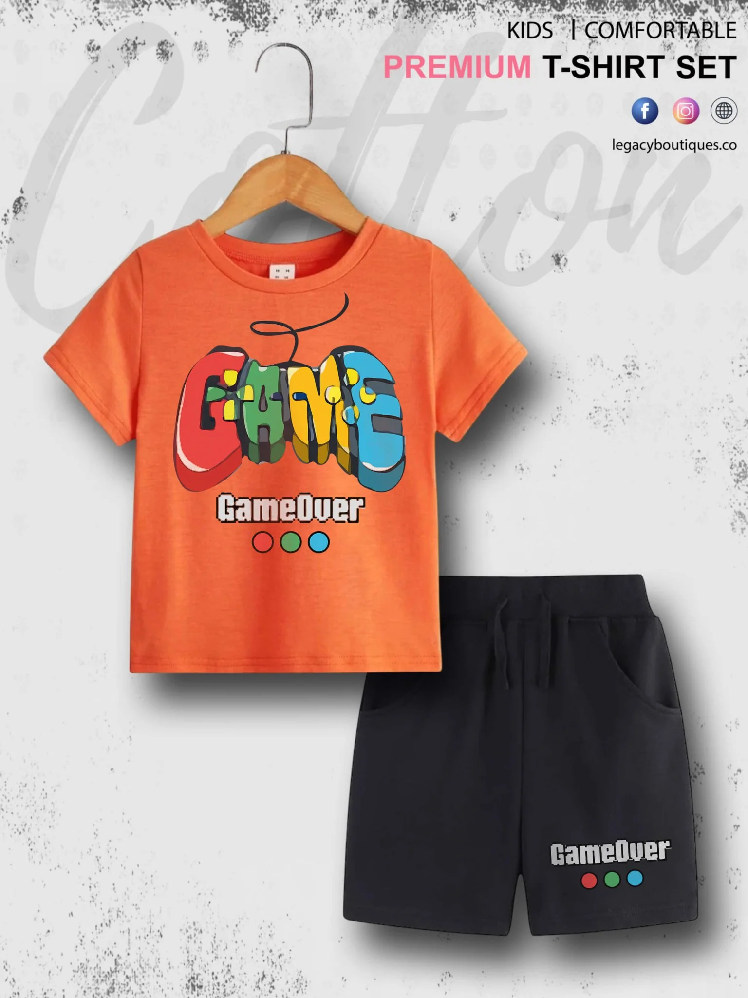 Game Over Print 6 Month To 6 Year Summer Time Baby & Kids Super Comfy T-shirt Set - Image 9