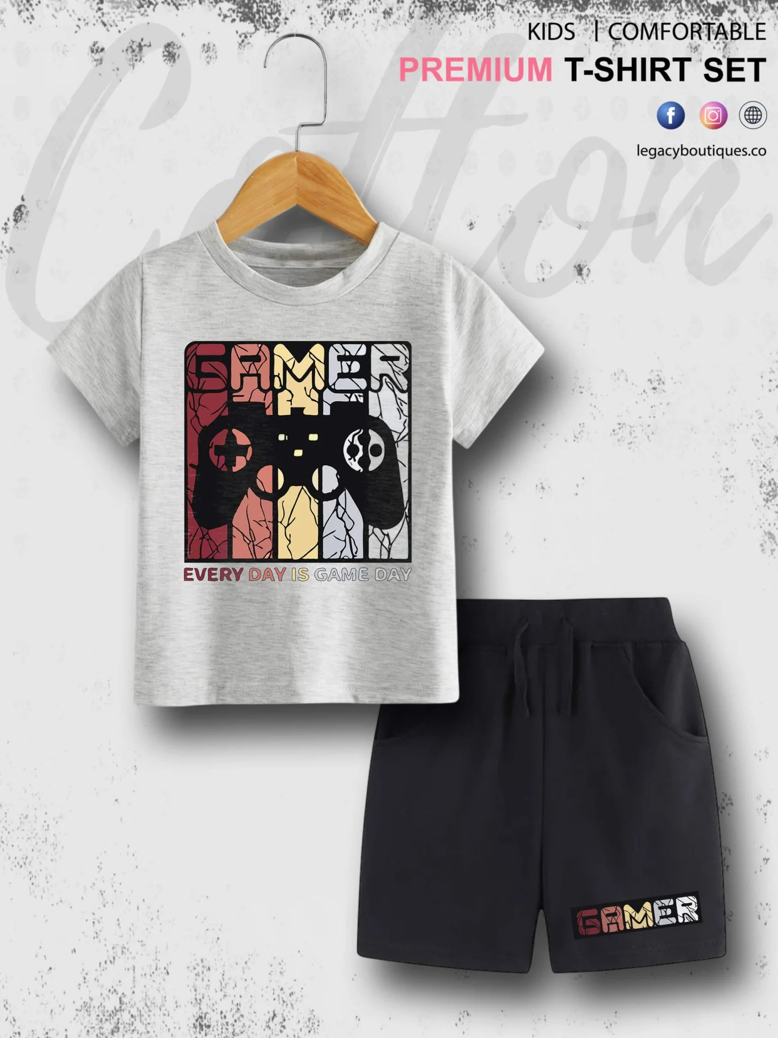 Gamer Kids Casual 6 Month To 6 Year Summer Time Babies T-shirt Set - Image 2
