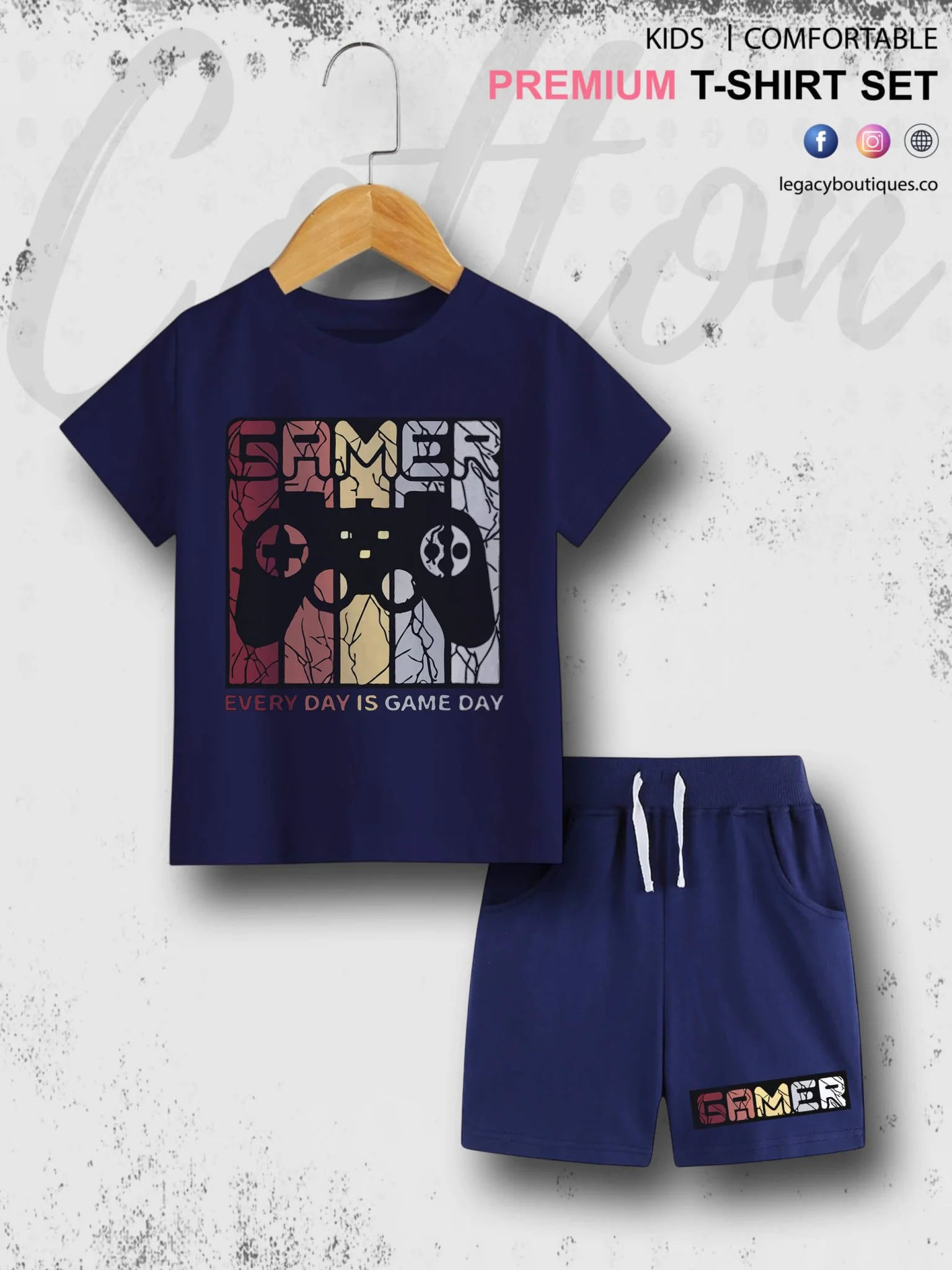 Gamer Kids Casual 6 Month To 6 Year Summer Time Babies T-shirt Set - Image 3