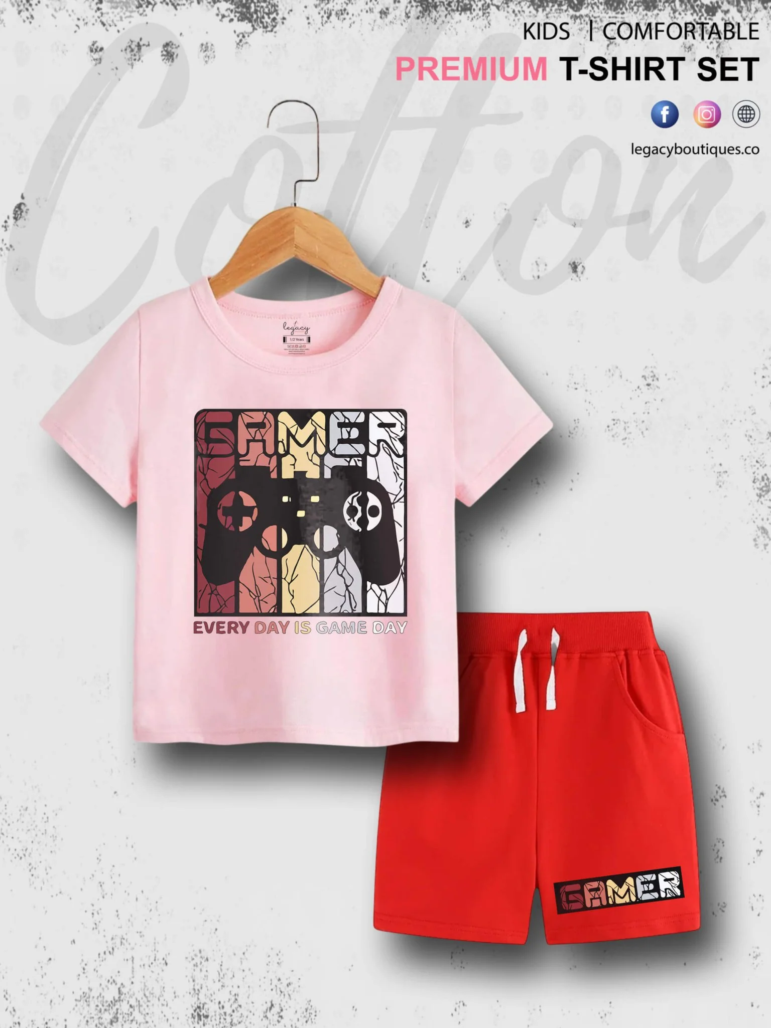 Gamer Kids Casual 6 Month To 6 Year Summer Time Babies T-shirt Set - Image 6