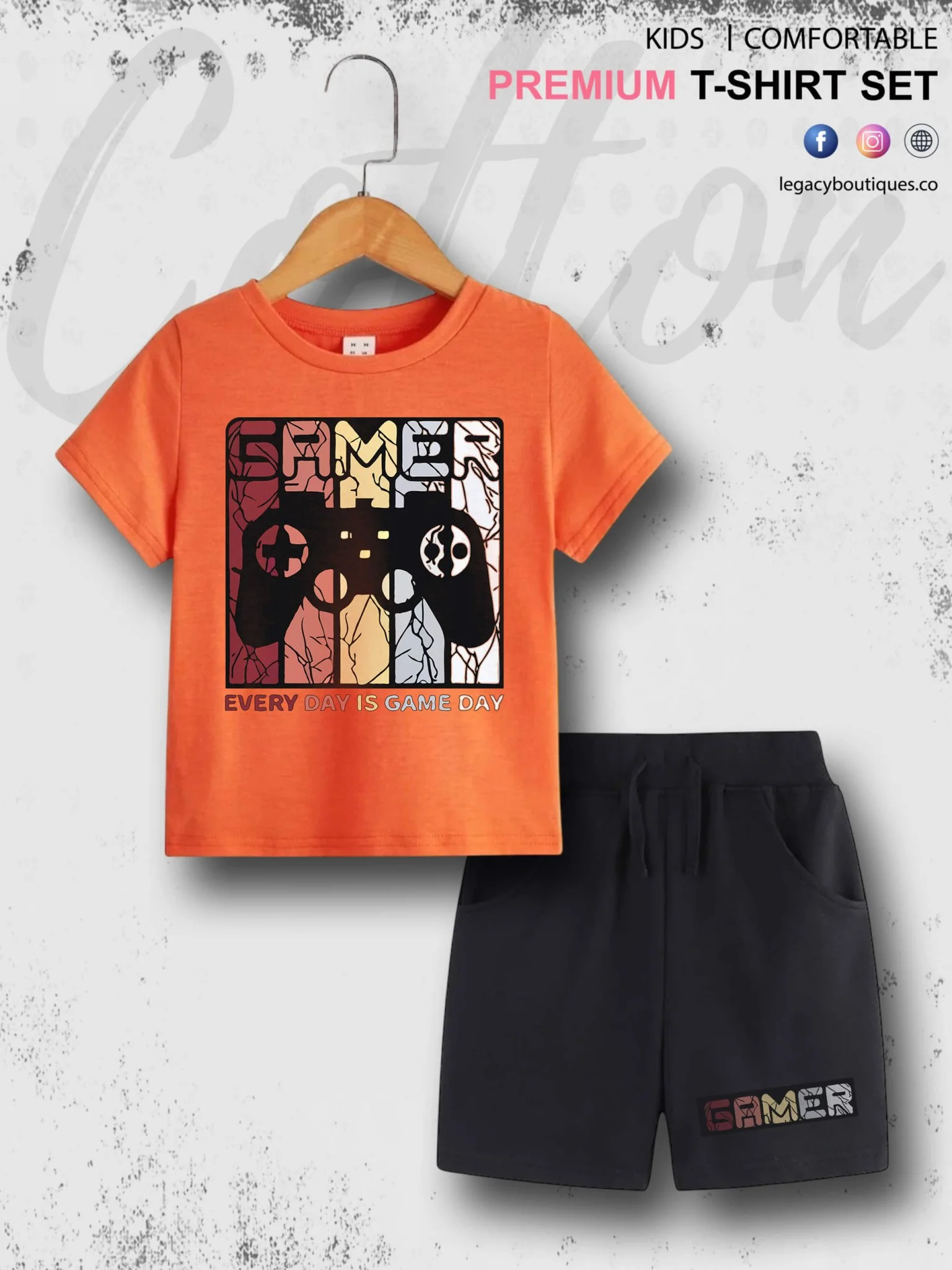 Gamer Kids Casual 6 Month To 6 Year Summer Time Babies T-shirt Set - Image 7