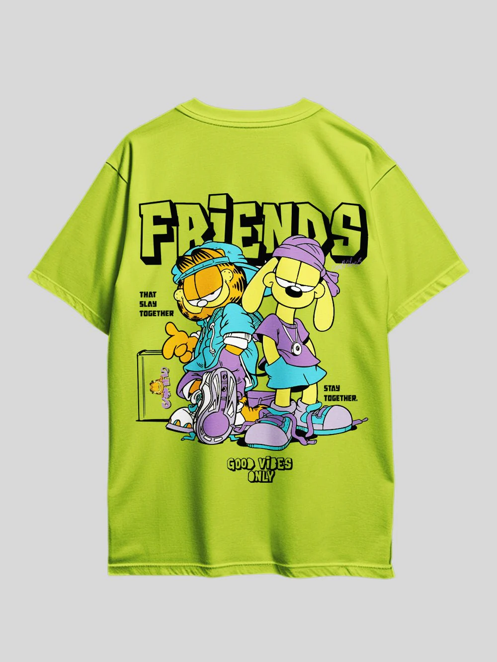 GARFIELD FRIENDS THAT SLAY TOGETHER STAY TOGETHER. GOOD VIBES ONLY Graphic Printed Drop Shoulder T-shirt Legacy Boutiques Bangladesh - Image 4