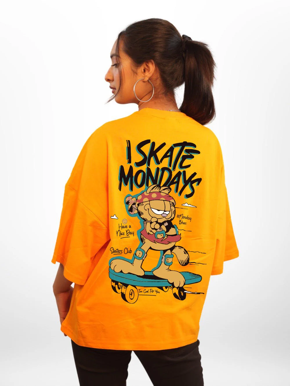 Garfield: I Skate Mondays Graphic Printed Womens Drop Shoulder T-shirt Legacy Boutiques Dhaka - Image 4