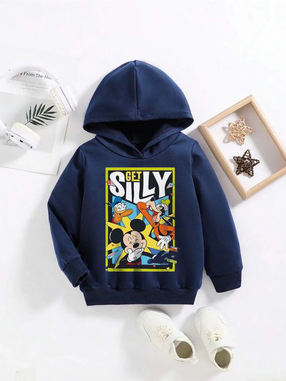 Get Silly With Mickey Printed Baby Girls Boys Cotton Casual Hoodie in Dhaka