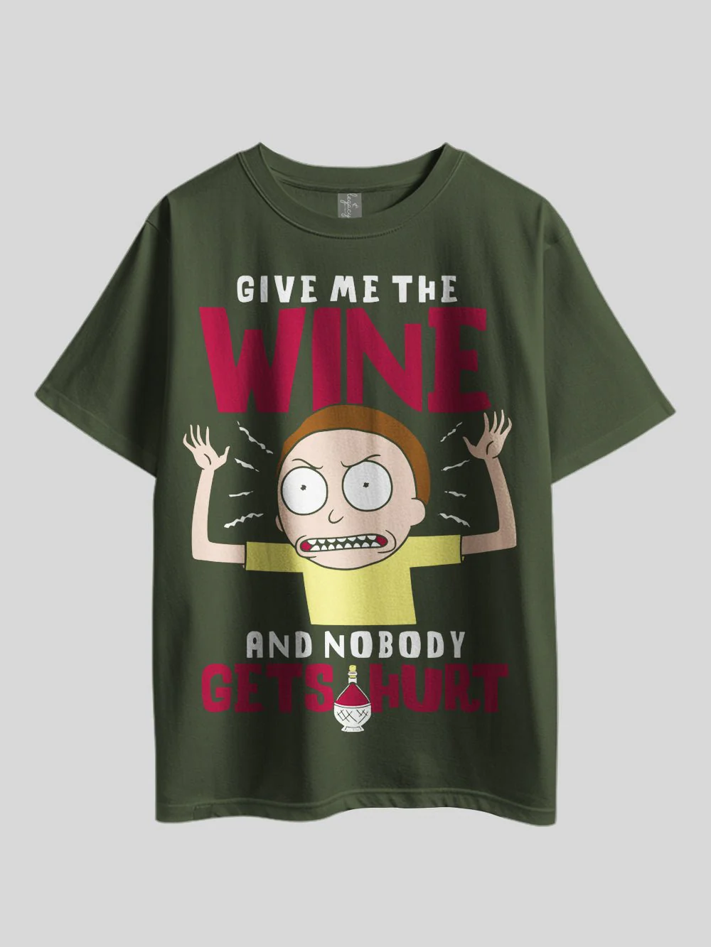 "GIVE ME THE WINE AND NOBODY GETS HURT: Rick and Morty Smith" Printed Drop Shoulder T-shirt Legacy Boutiques Dhaka - Image 4