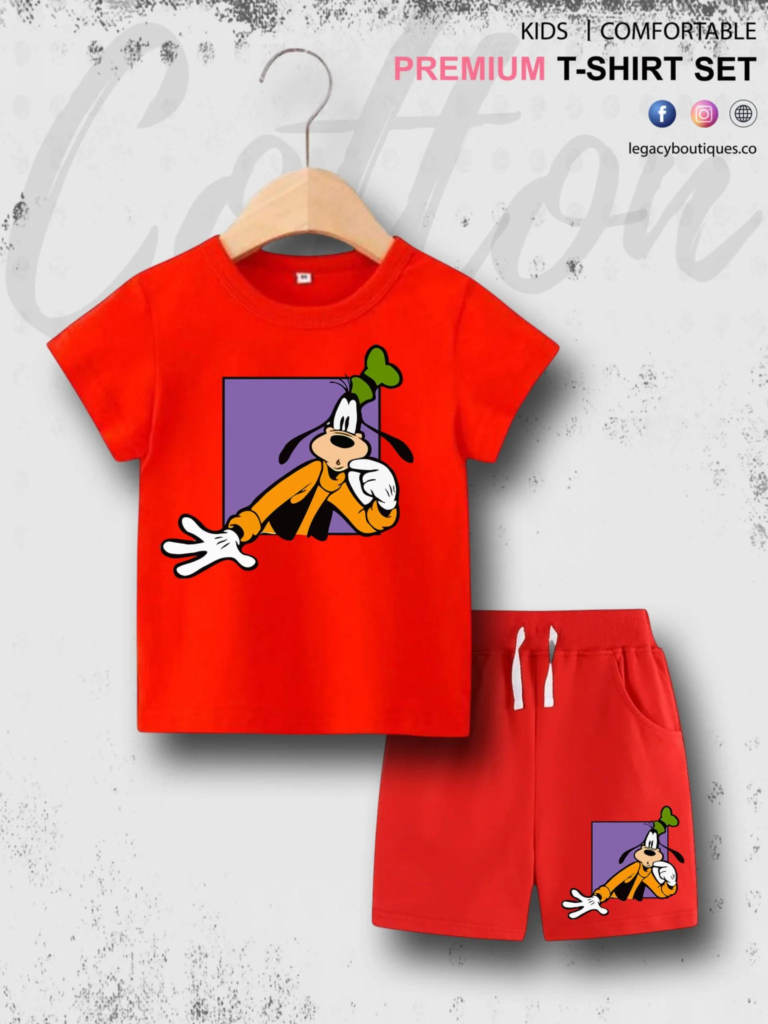 Goofy Dog Print 6 Month To 6 Year Babies T-shirt Set