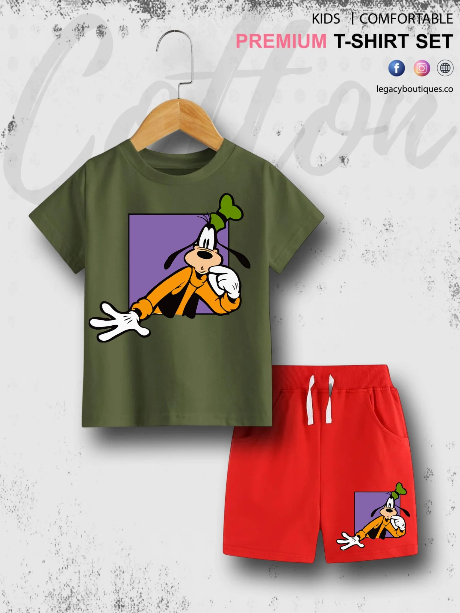 Goofy Dog Print 6 Month To 6 Year Babies T-shirt Set - Image 2