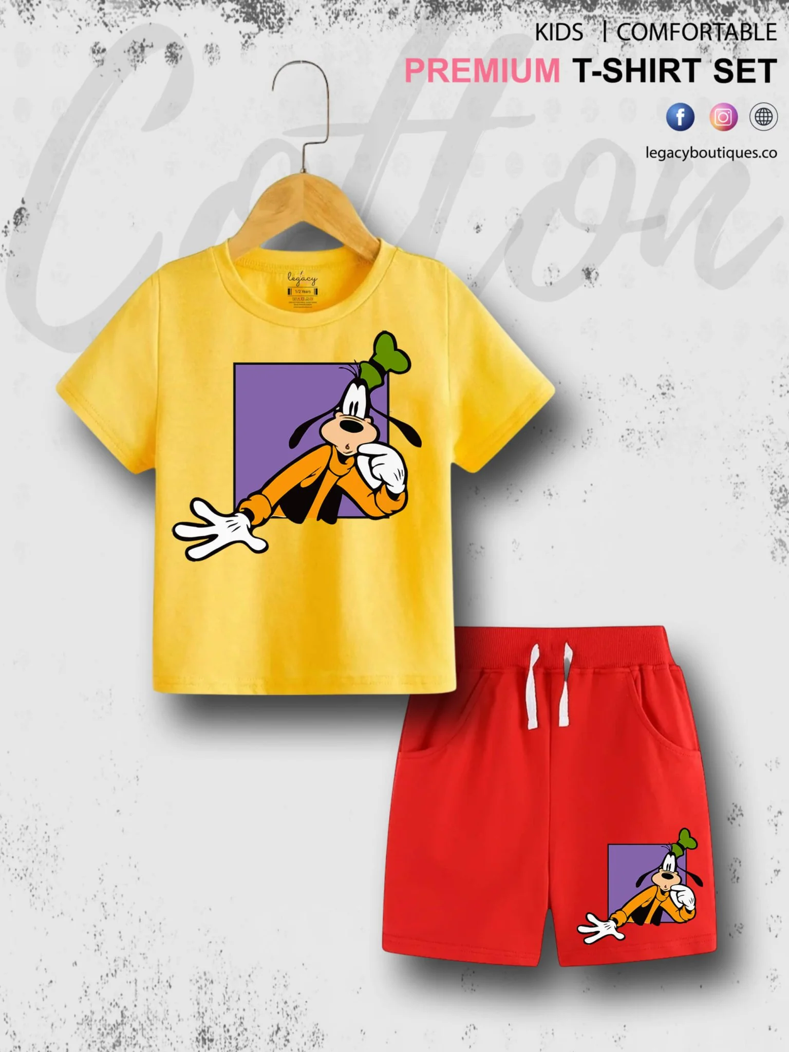 Goofy Dog Print 6 Month To 6 Year Babies T-shirt Set - Image 5