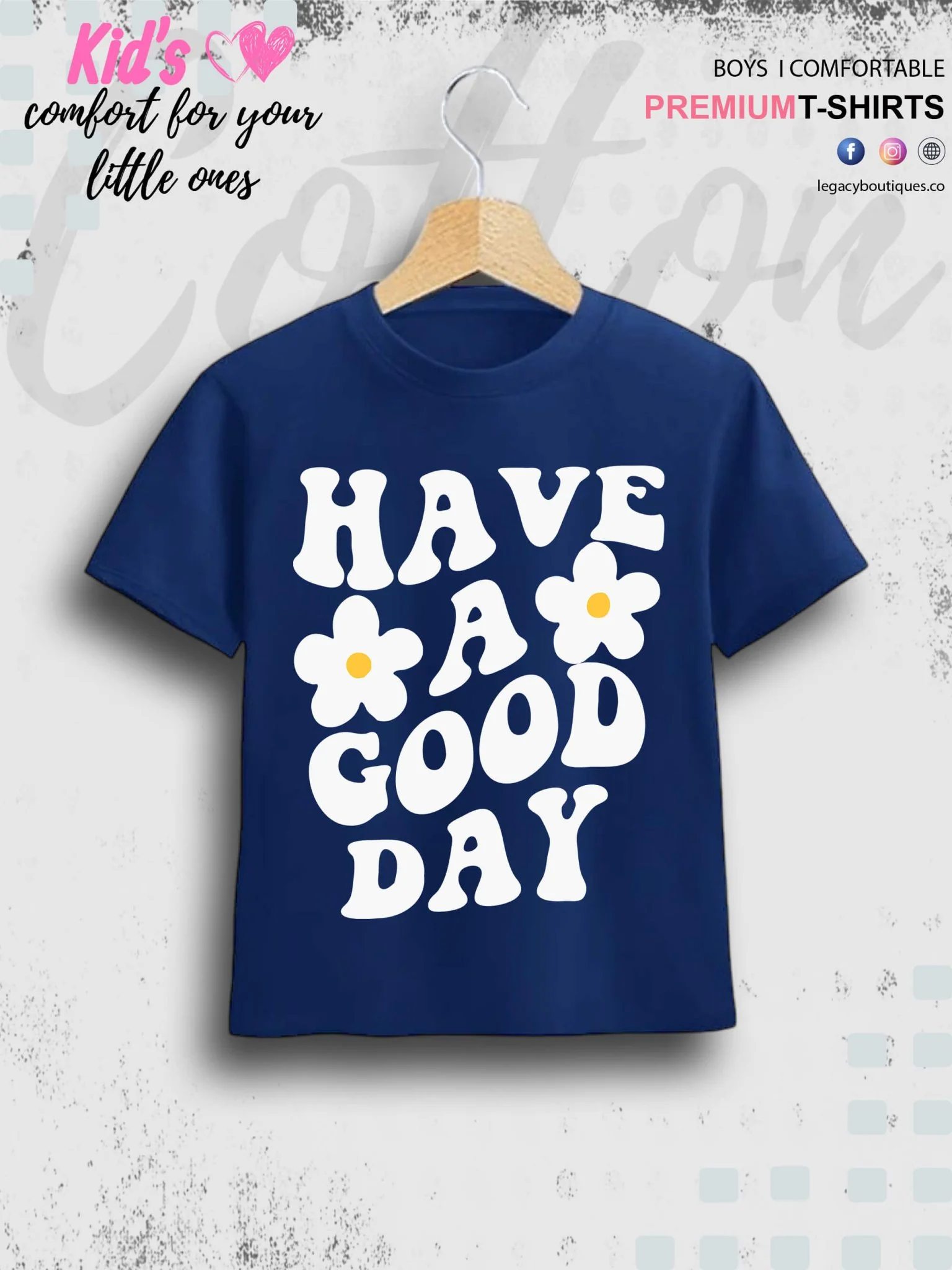 Have A Good Day Letter Print Casual Short Sleeve Girls T-Shirt - Image 3