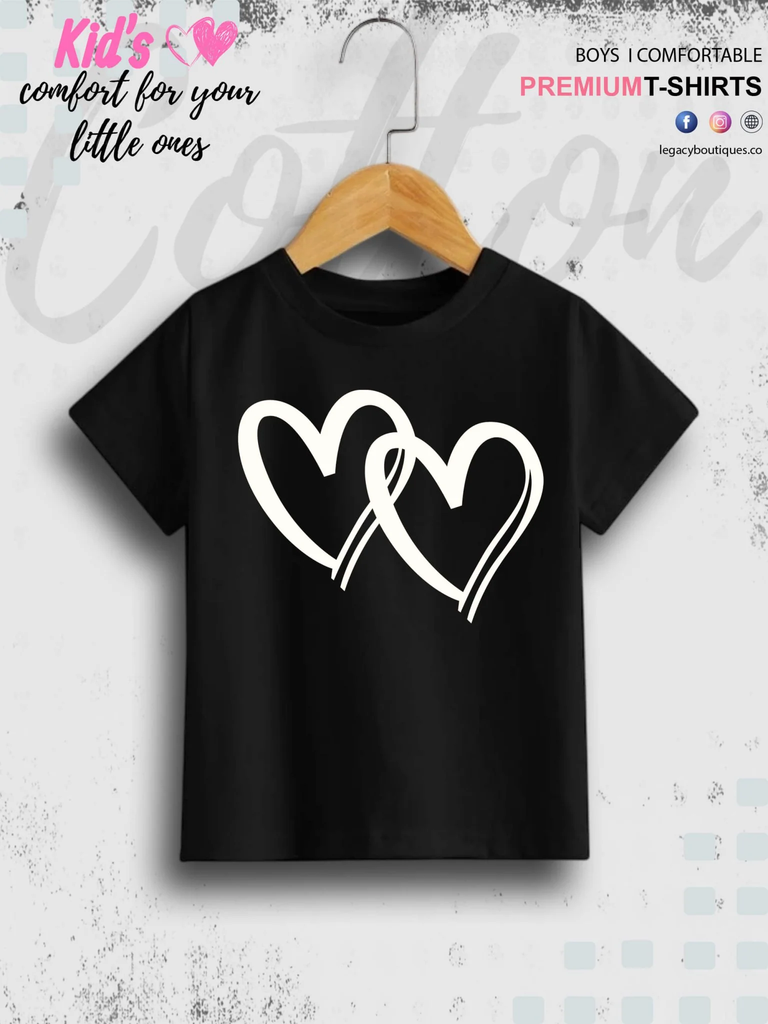 Hearts Printed Kids Girls T-Shirt In Best Price Best Quality Only In BD - Image 2