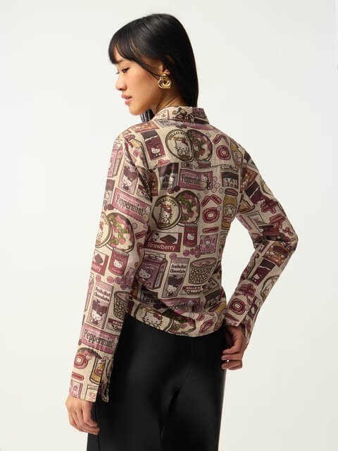 Hello Kitty Strawberry Milk Graphic Print Shirt with Side Ties ๐ - Image 5