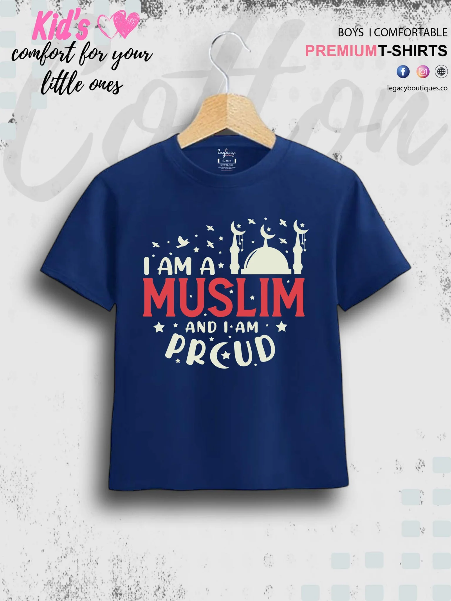 I Am A Muslim And I Am Proud Printed Casual 1 To 11 Years Kids Babies Islamic T-Shirt In Lowest Price Only In Dhaka