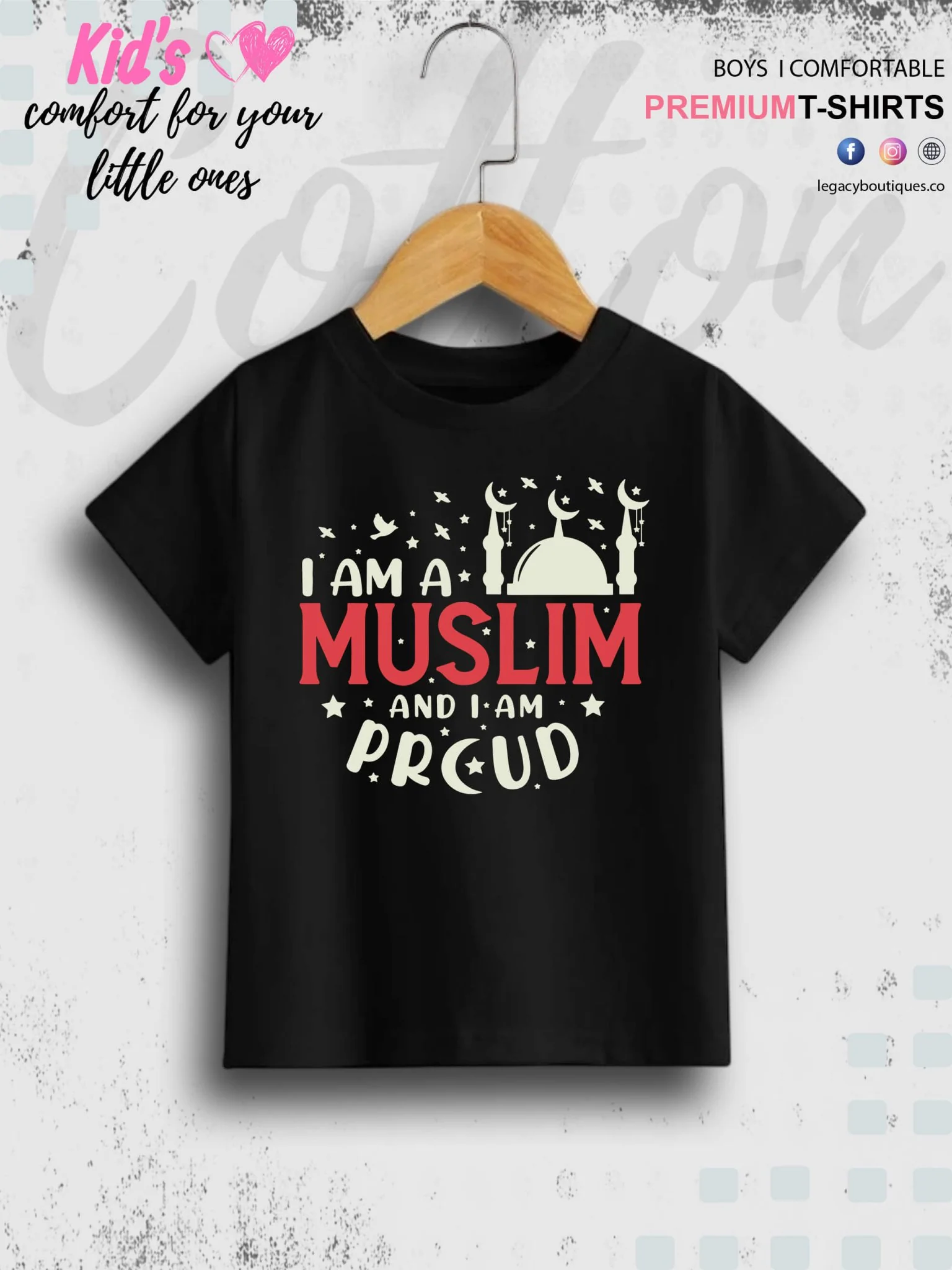 I Am A Muslim And I Am Proud Printed Casual 1 To 11 Years Kids Babies Islamic T-Shirt In Lowest Price Only In Dhaka - Image 2