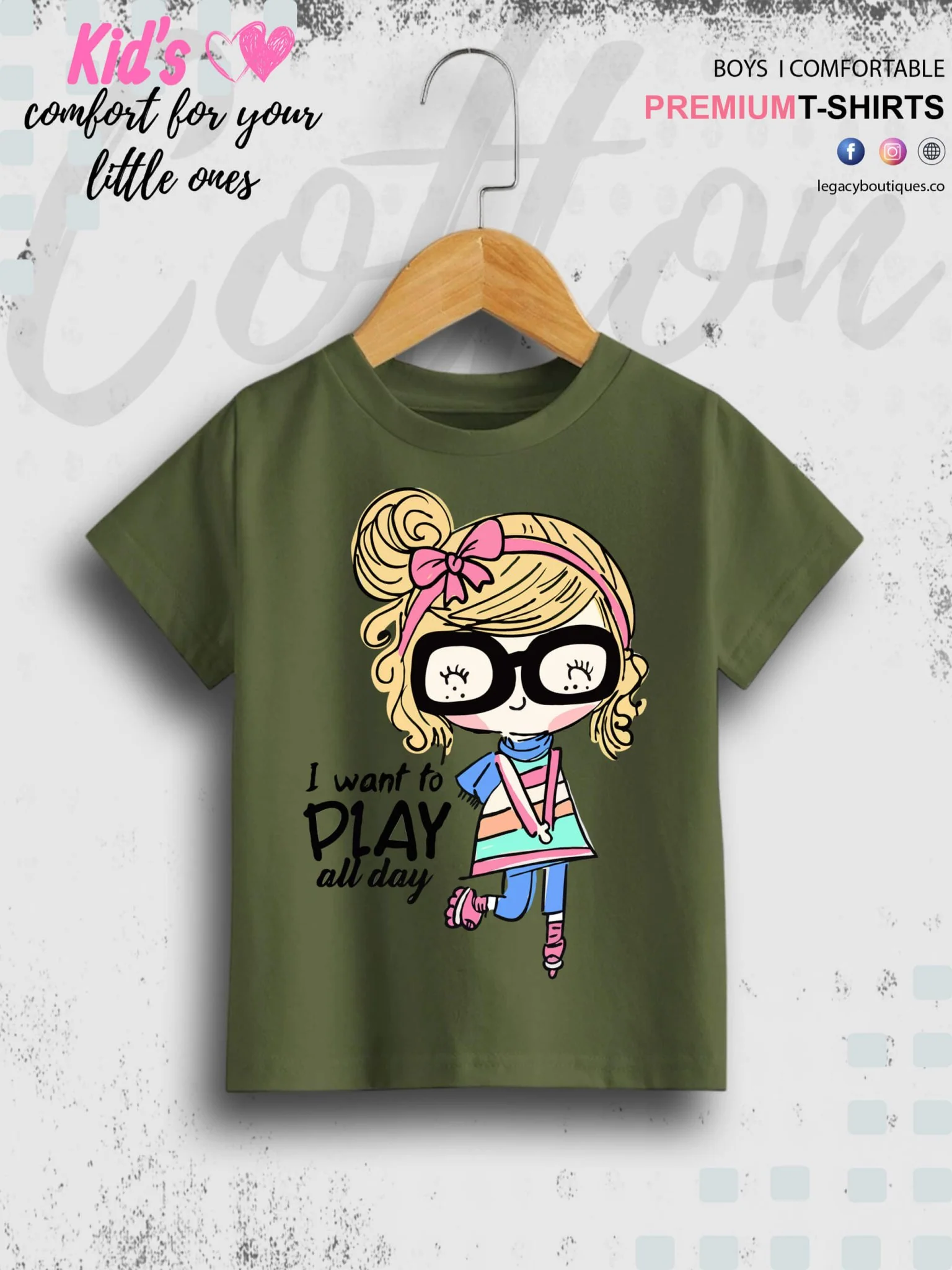 I Want To Play All Day Printed 1 To 11 Year Girls T-Shirt In Lowest Price Only In Dhaka - Image 4