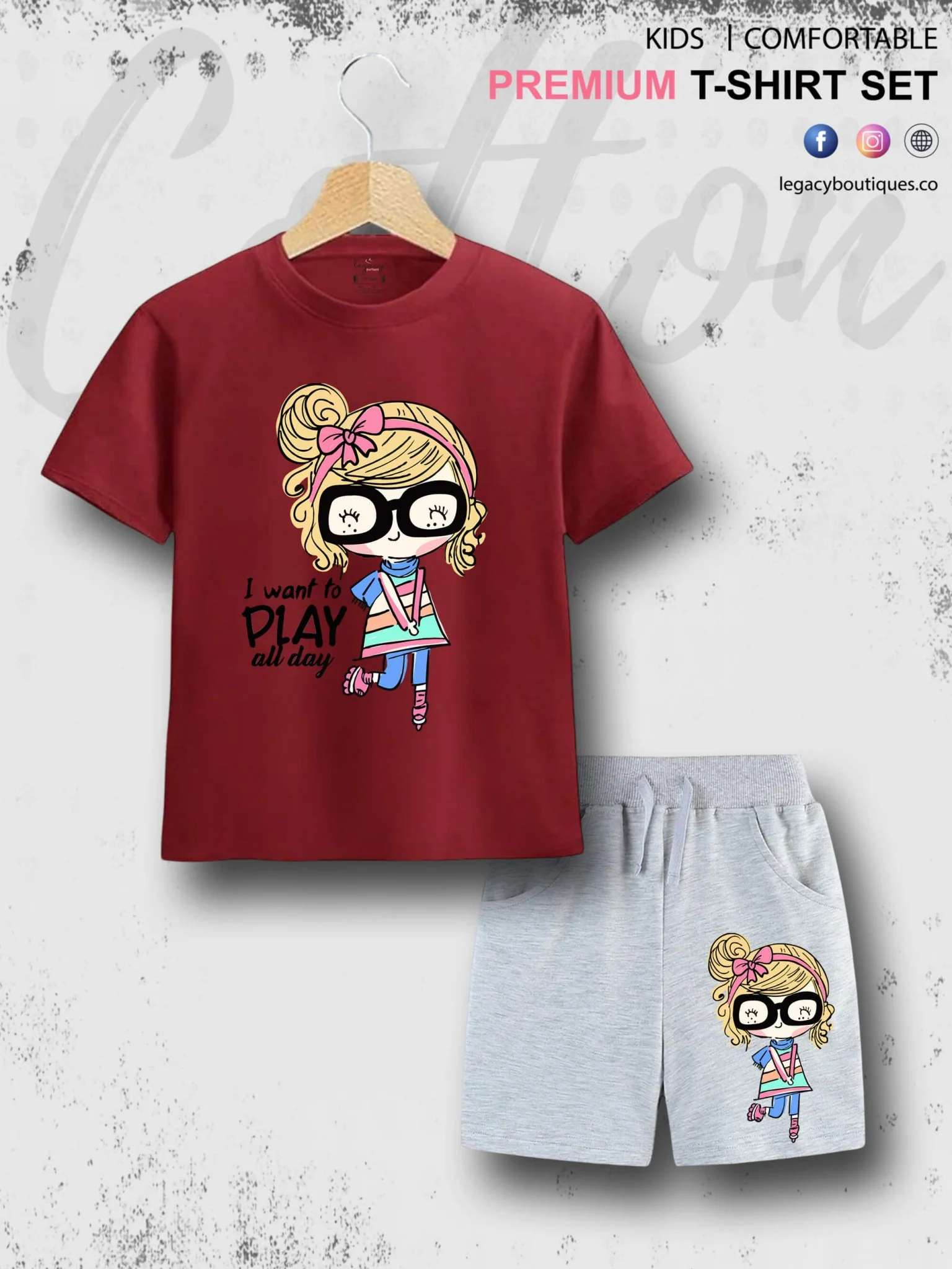 I Want To Play All Day Printed 6 Month To 6 Year Summer Time Baby & Kids Super Comfy T-shirt Set - Image 5