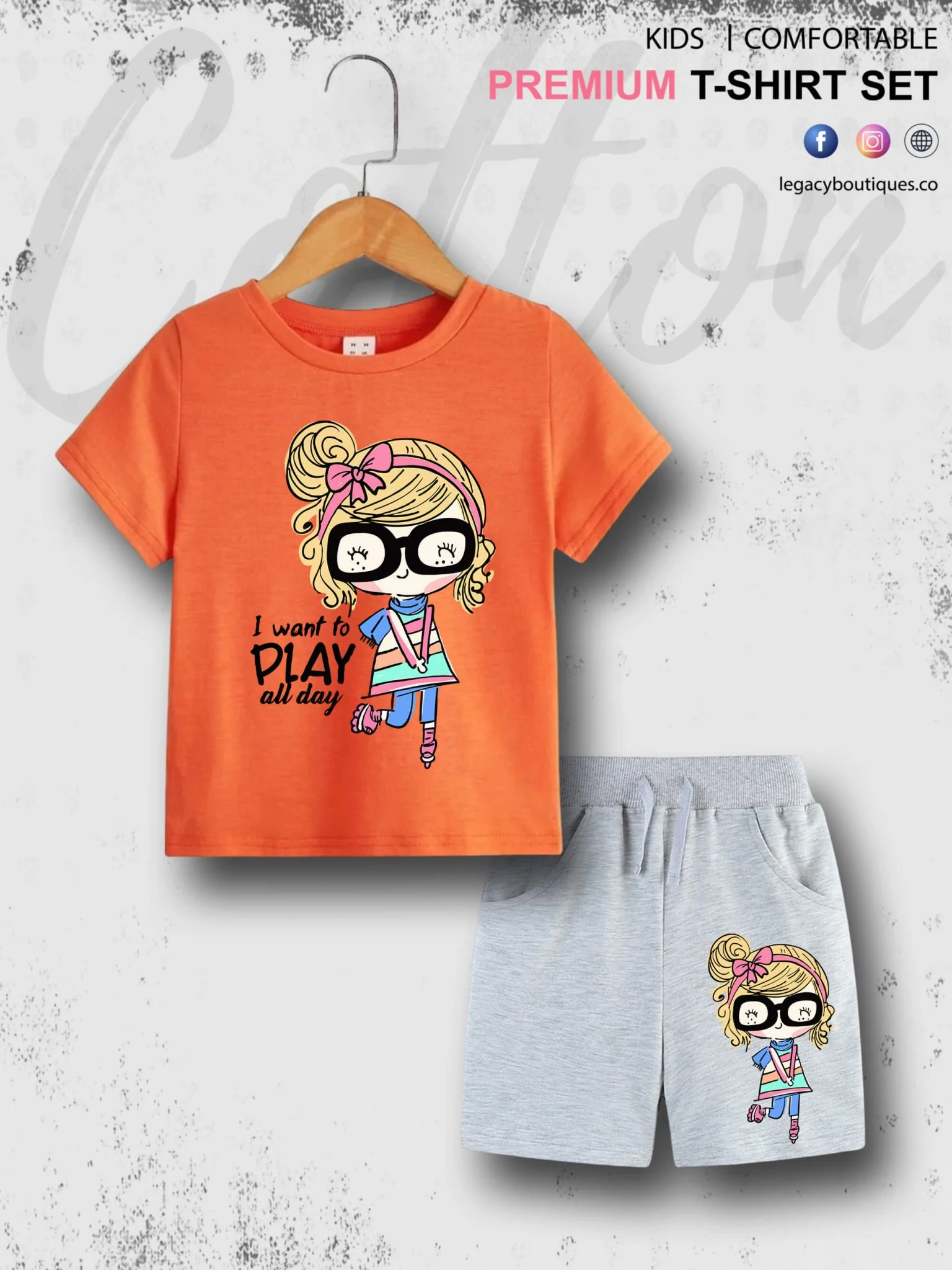 I Want To Play All Day Printed 6 Month To 6 Year Summer Time Baby & Kids Super Comfy T-shirt Set - Image 6