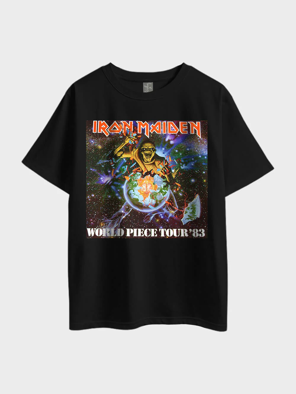 Iron Maiden World Piece Tour 83 Metal Oversized Mens High Quality Tee