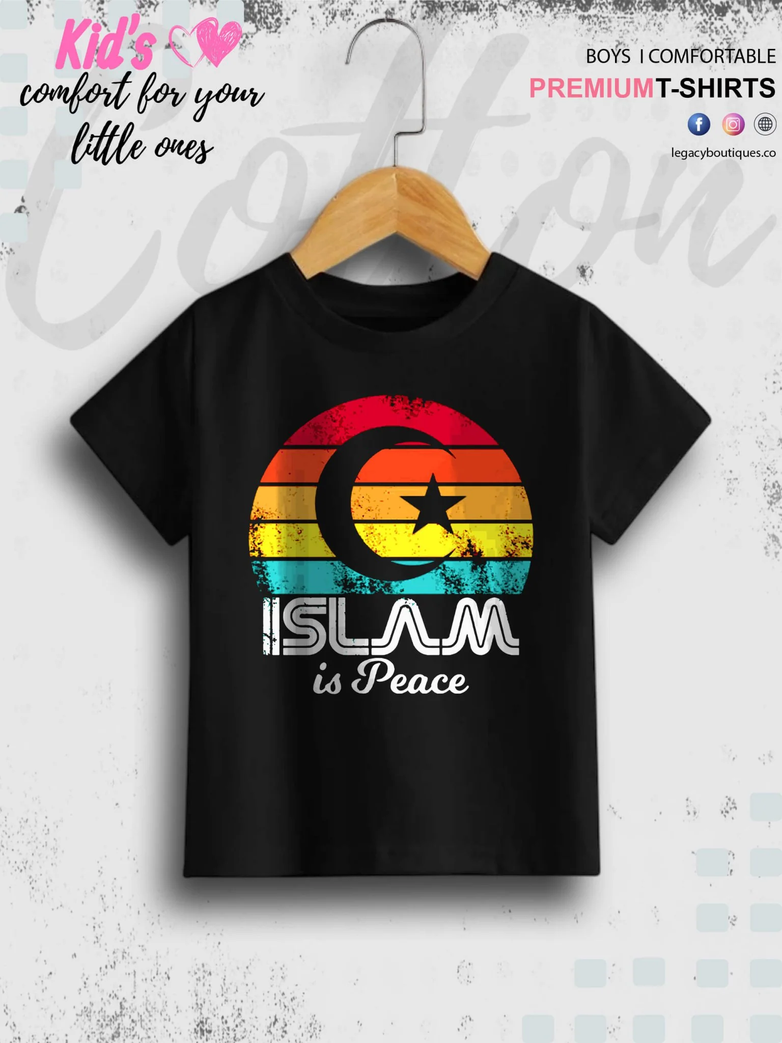 Islam Is Peace Printed Casual 1 To 11 Years Kids Babies Islamic T-Shirt In Lowest Price Only In Dhaka